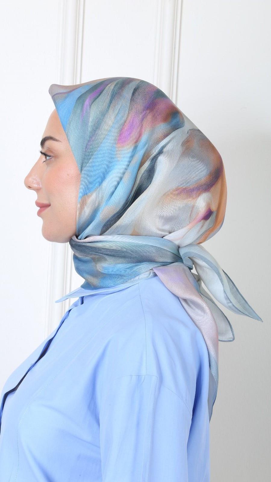 Locella Modal İpek Eşarp Mavi-11