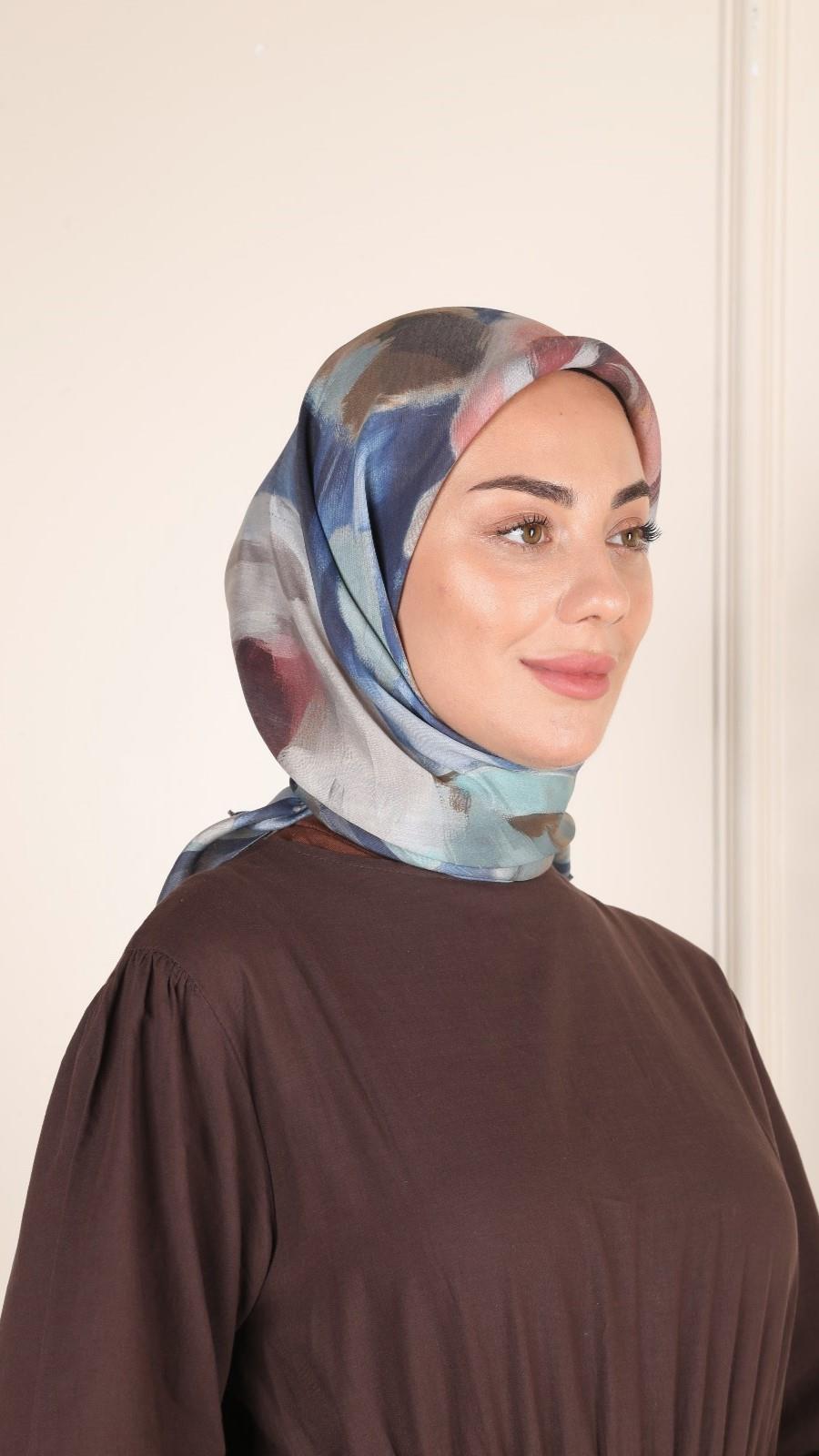 Locella Modal İpek Eşarp Mavi-1