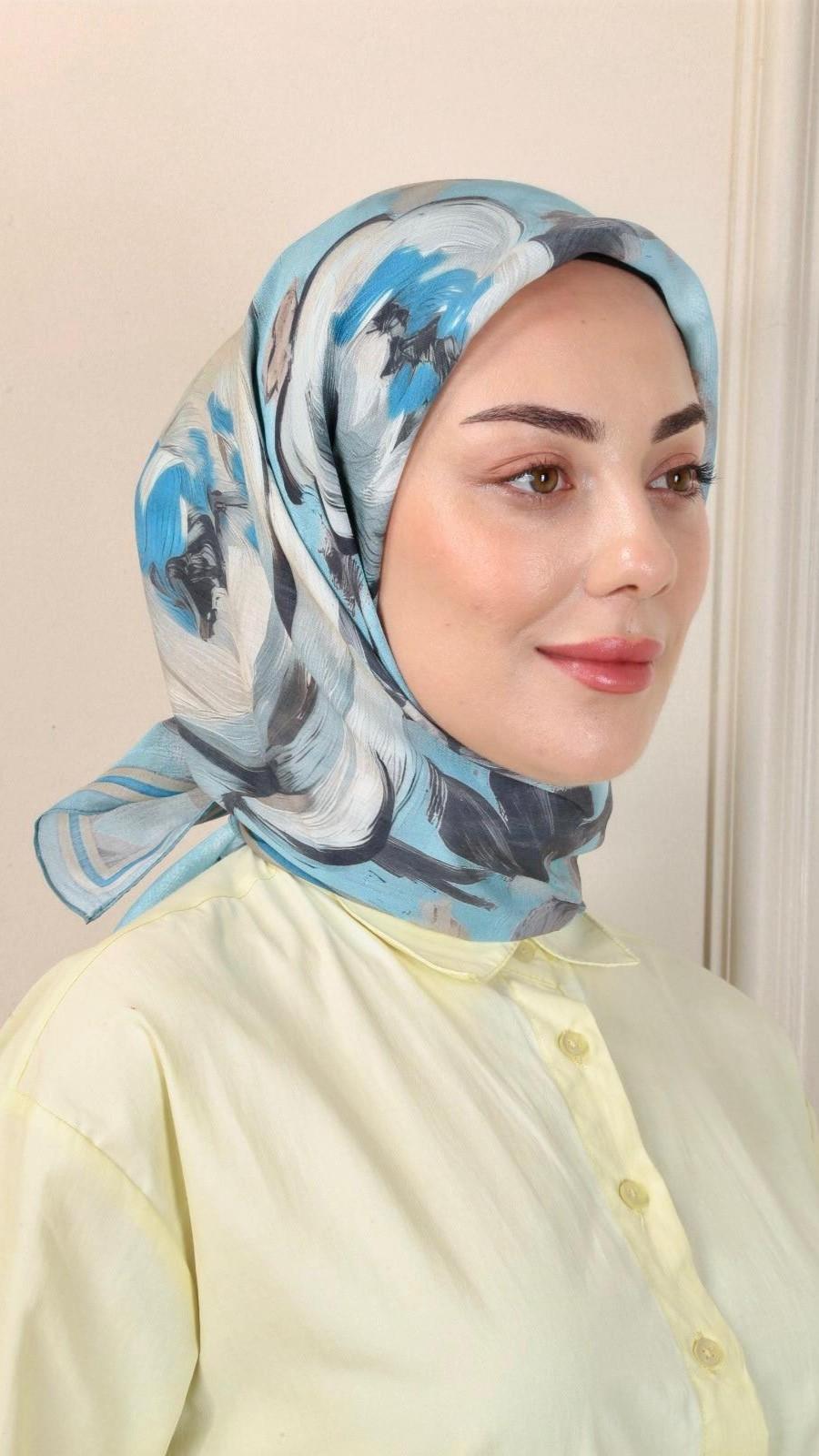 Locella Modal İpek Eşarp Açık Mavi-9