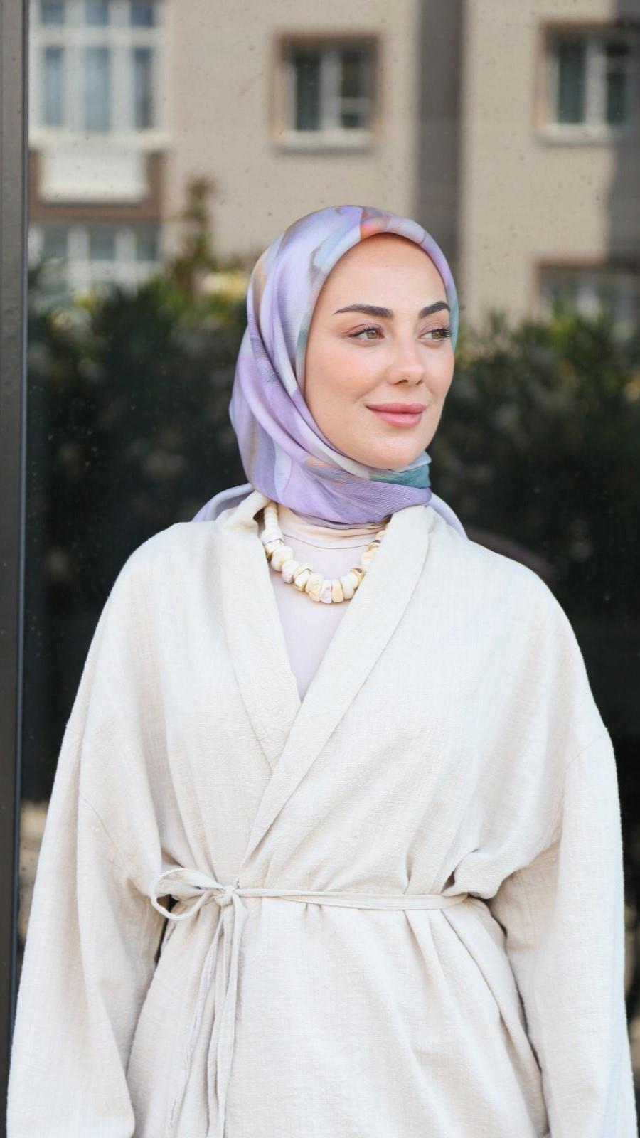 Locella Modal İpek Eşarp Lila-6