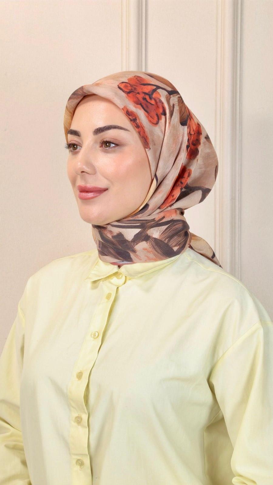 Locella Modal İpek Eşarp Koyu Vizon-11