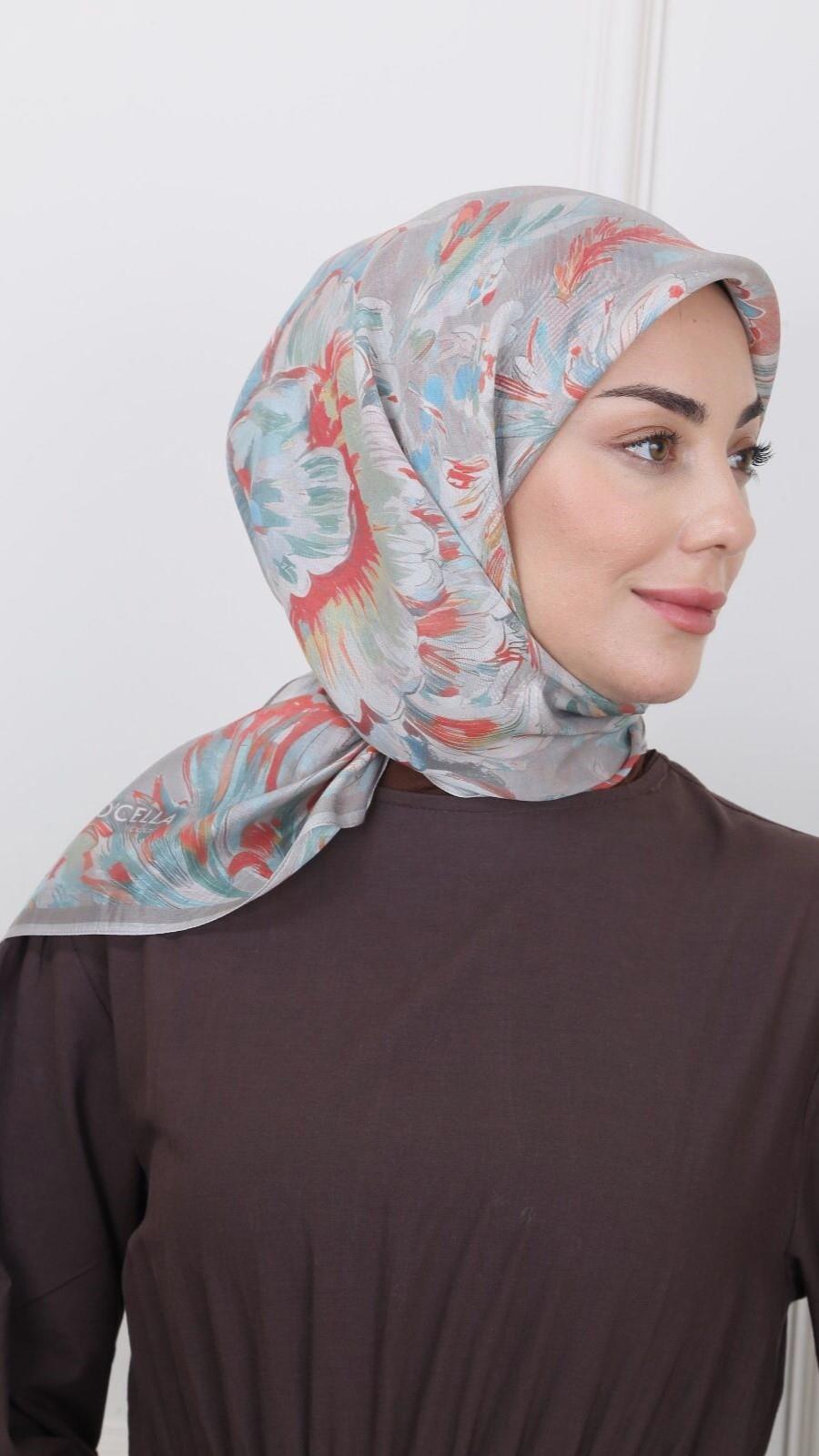 Locella Modal İpek Eşarp Vizon Kırmızı-8