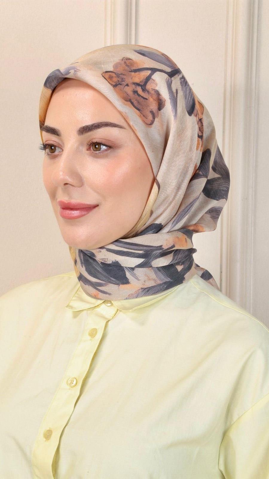 Locella Modal İpek Eşarp Karamel-12