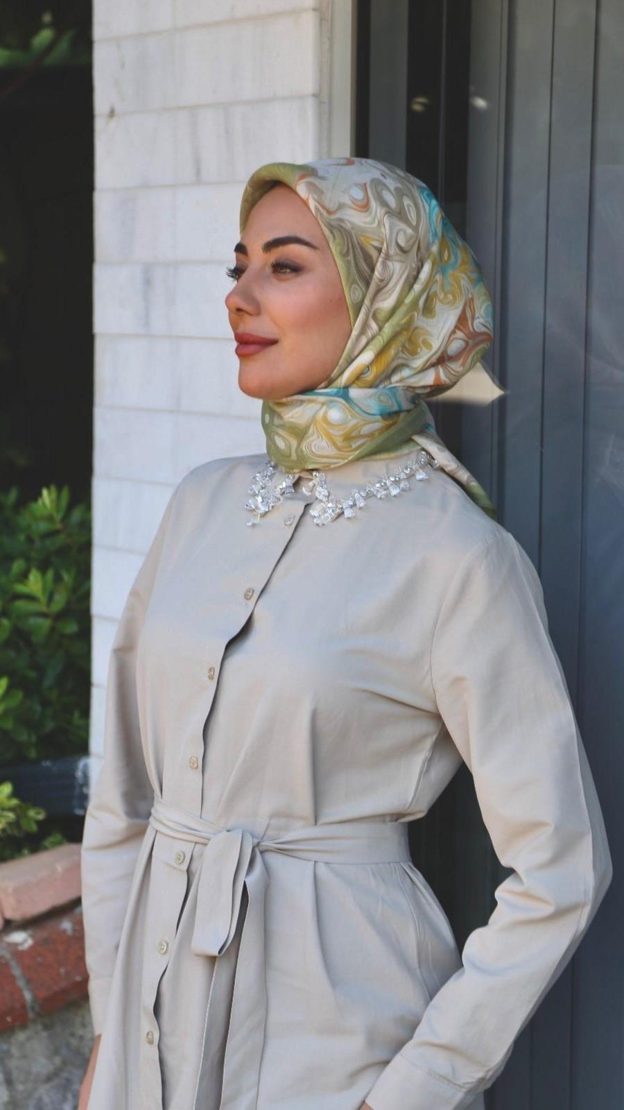 Locella Modal İpek Eşarp Yeşil-7