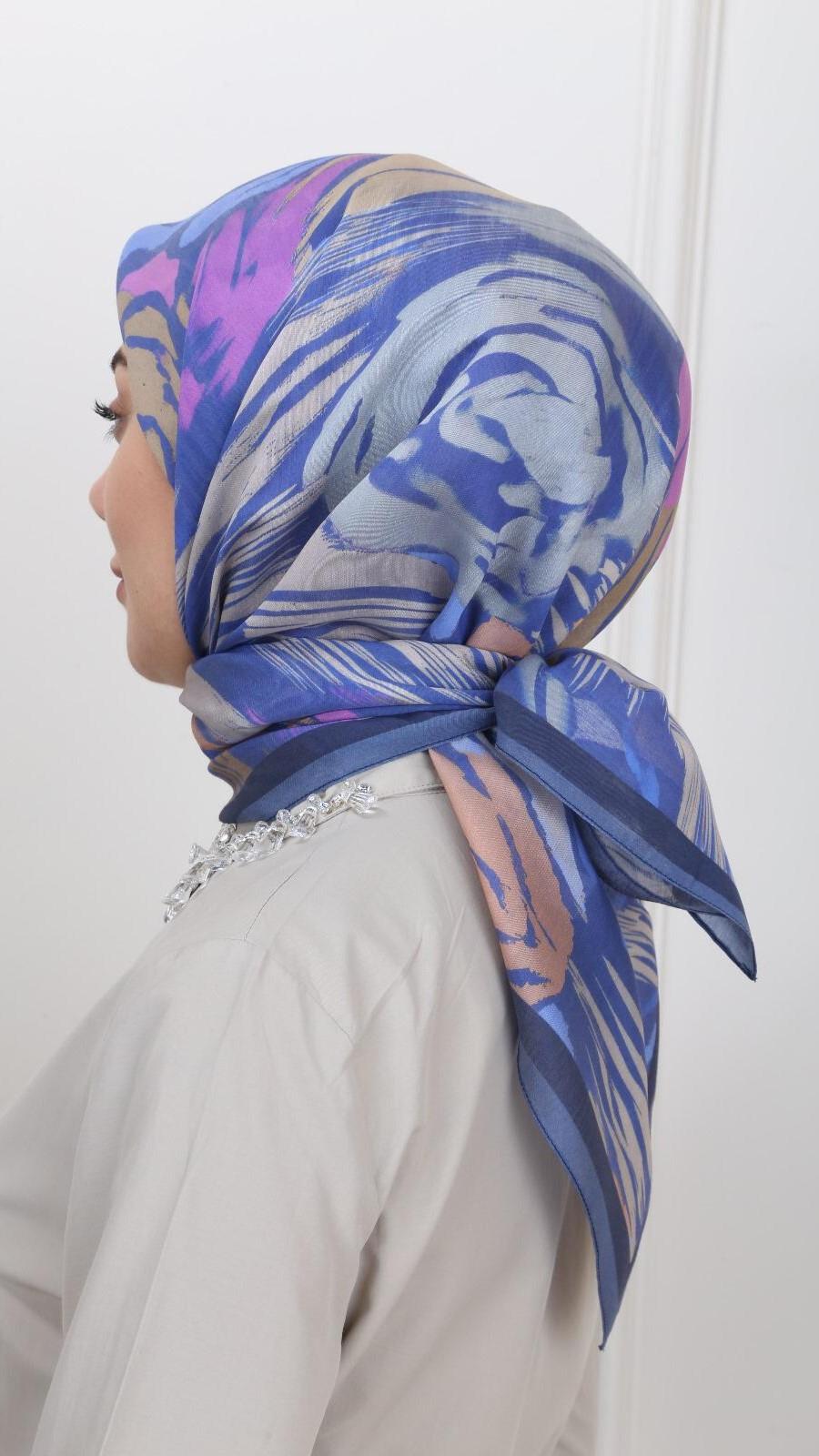 Locella Modal İpek Eşarp Lacivert-6