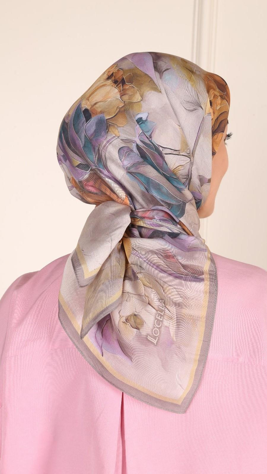 Locella Modal İpek Eşarp Gri Sarı-11