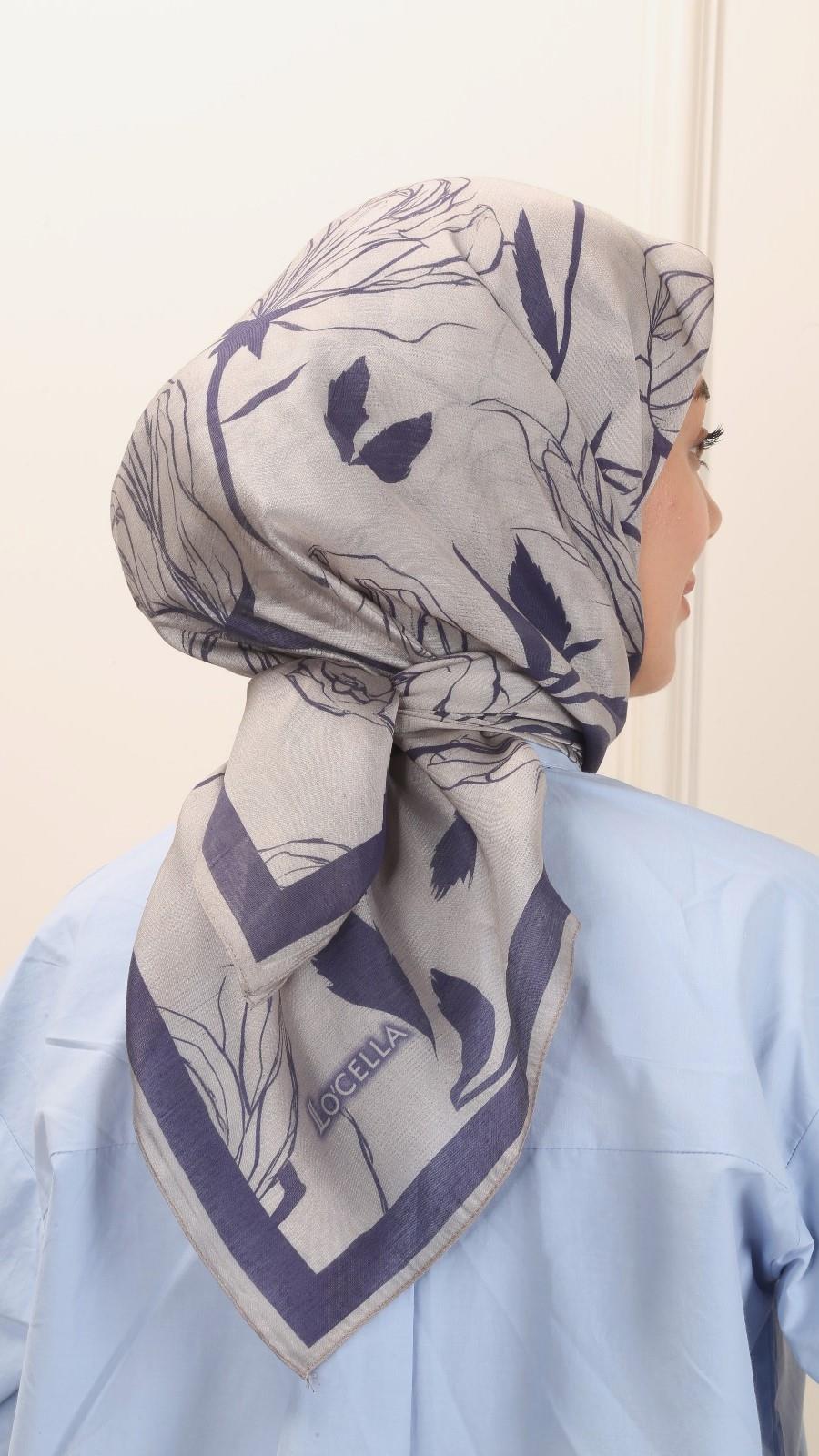 Locella Modal İpek Eşarp Lacivert-8