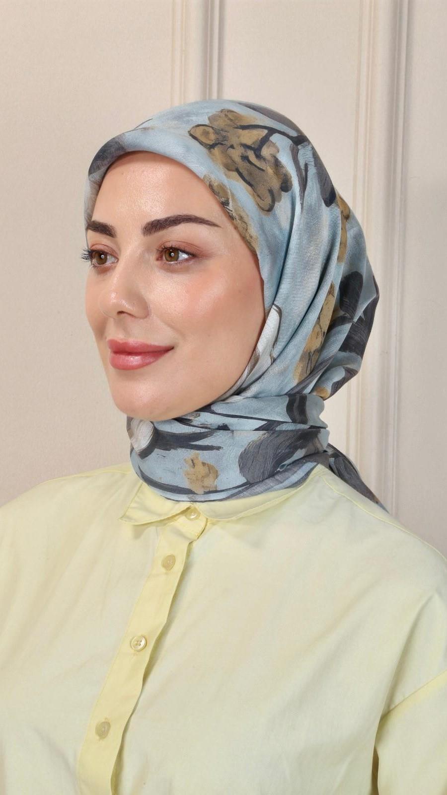 Locella Modal İpek Eşarp Mavi-4