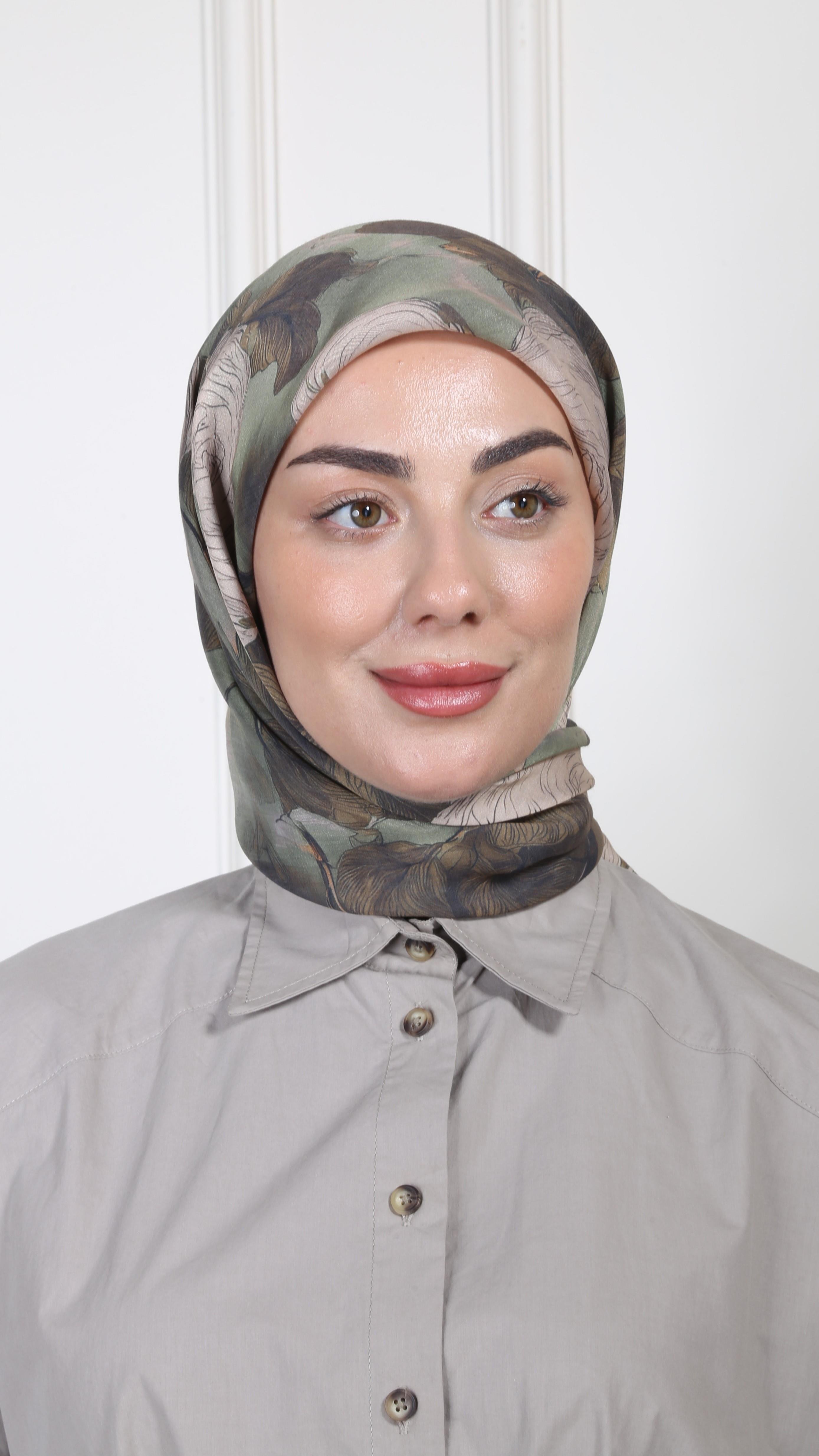 Locella Modal İpek Eşarp Haki Yeşil-6