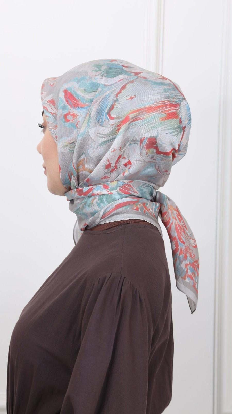 Locella Modal İpek Eşarp Vizon Kırmızı-8