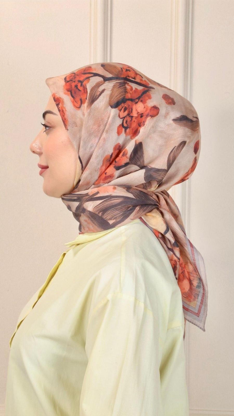 Locella Modal İpek Eşarp Koyu Vizon-11