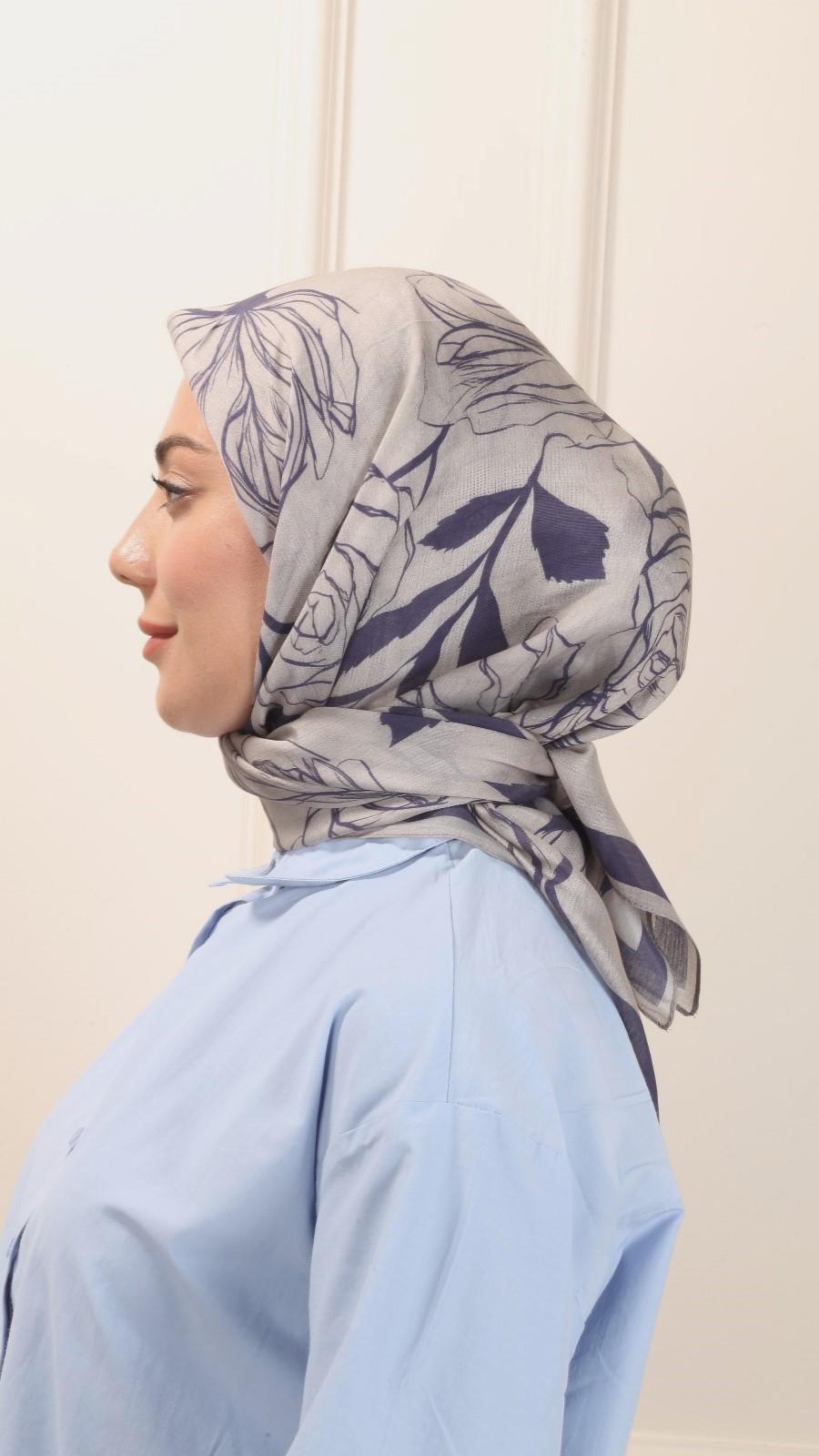 Locella Modal İpek Eşarp Lacivert-8