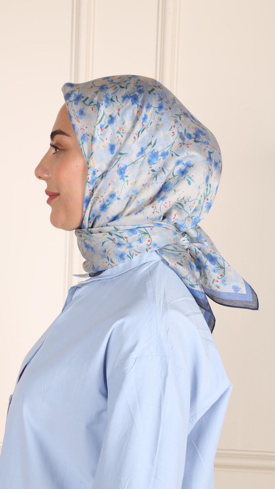 Locella Modal İpek Eşarp Mavi-10