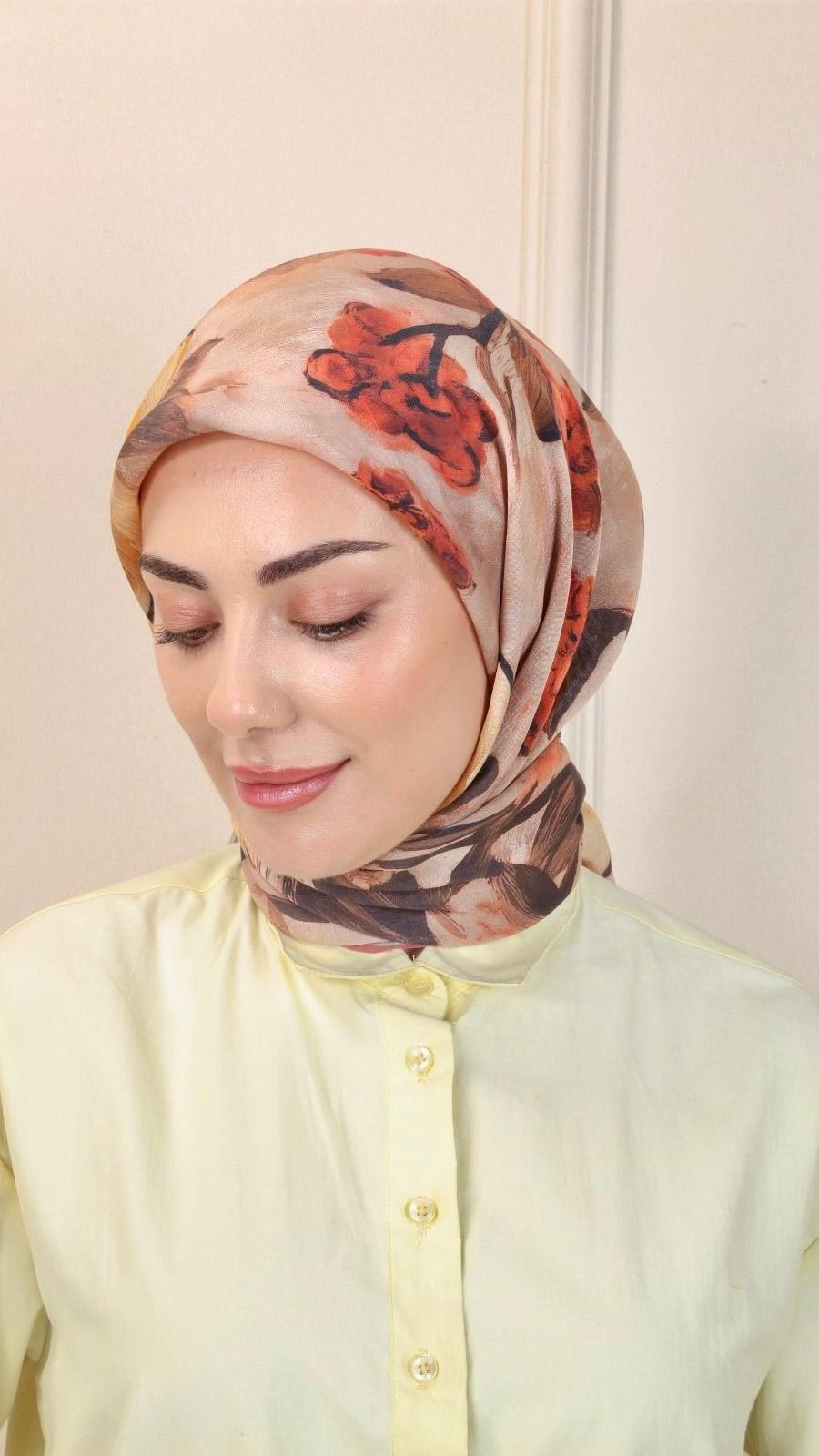 Locella Modal İpek Eşarp Koyu Vizon-11