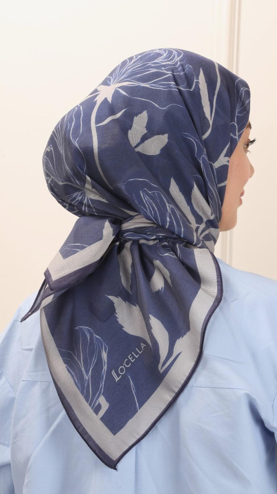 Locella Modal İpek Eşarp Koyu Mavi-2