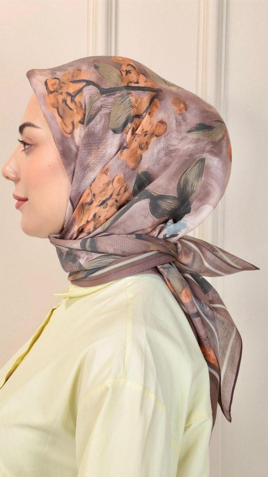 Locella Modal İpek Eşarp Kahve-7