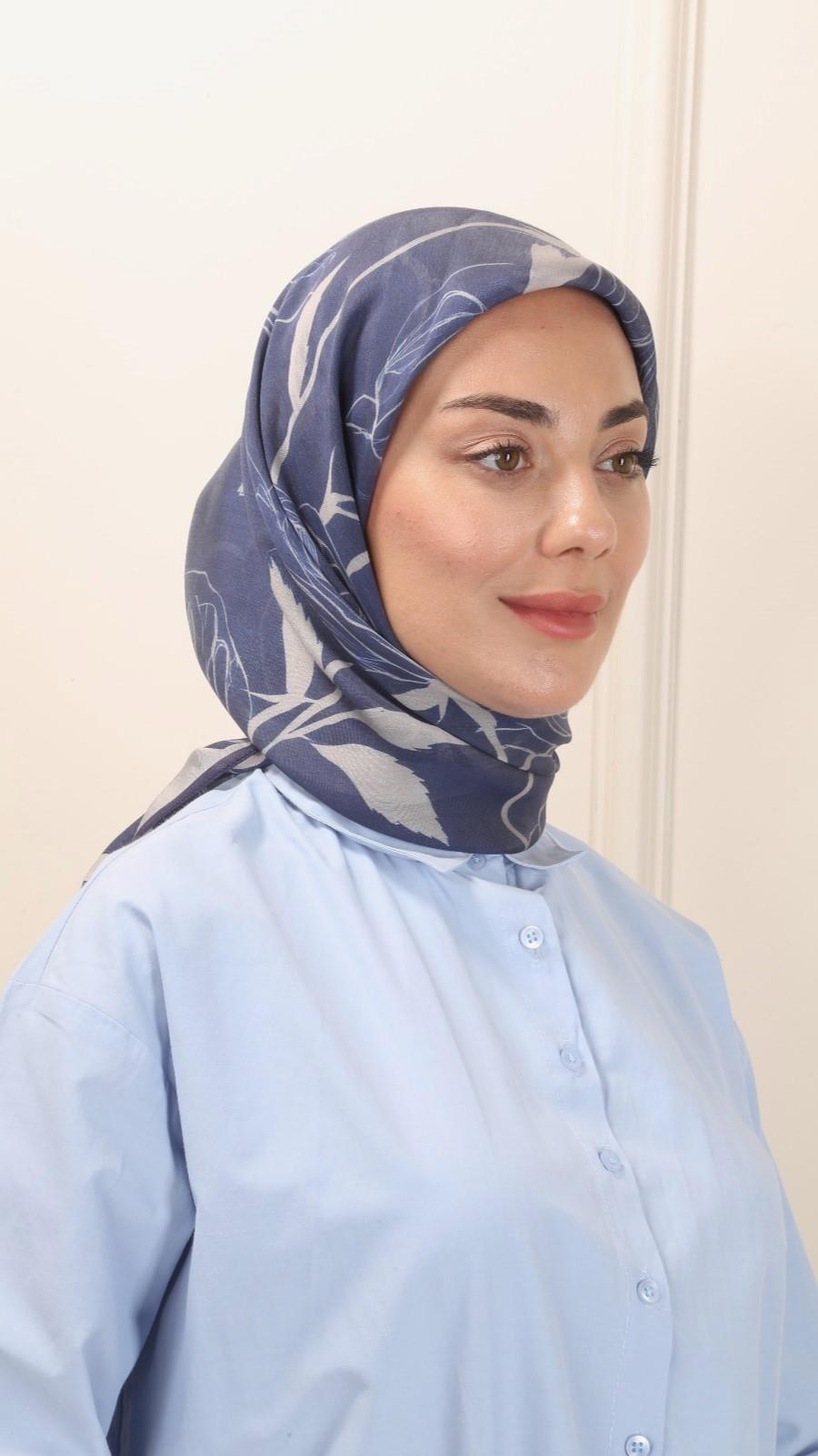 Locella Modal İpek Eşarp Koyu Mavi-2