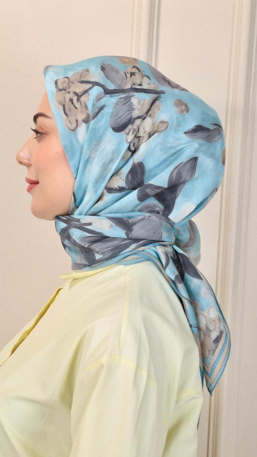 Locella Modal İpek Eşarp Açık Mavi-9