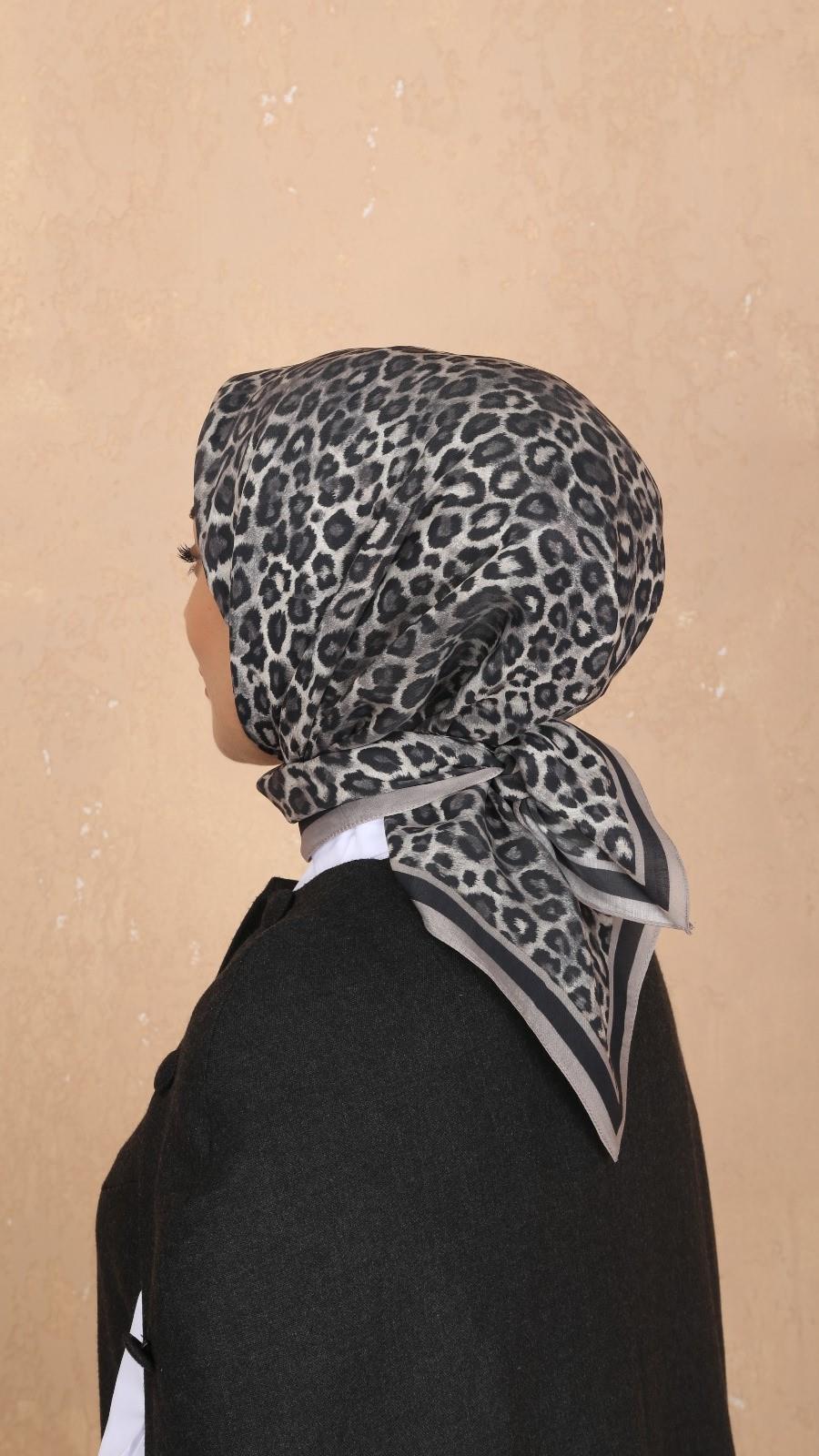 Locella Modal İpek Eşarp Siyah Gri-2