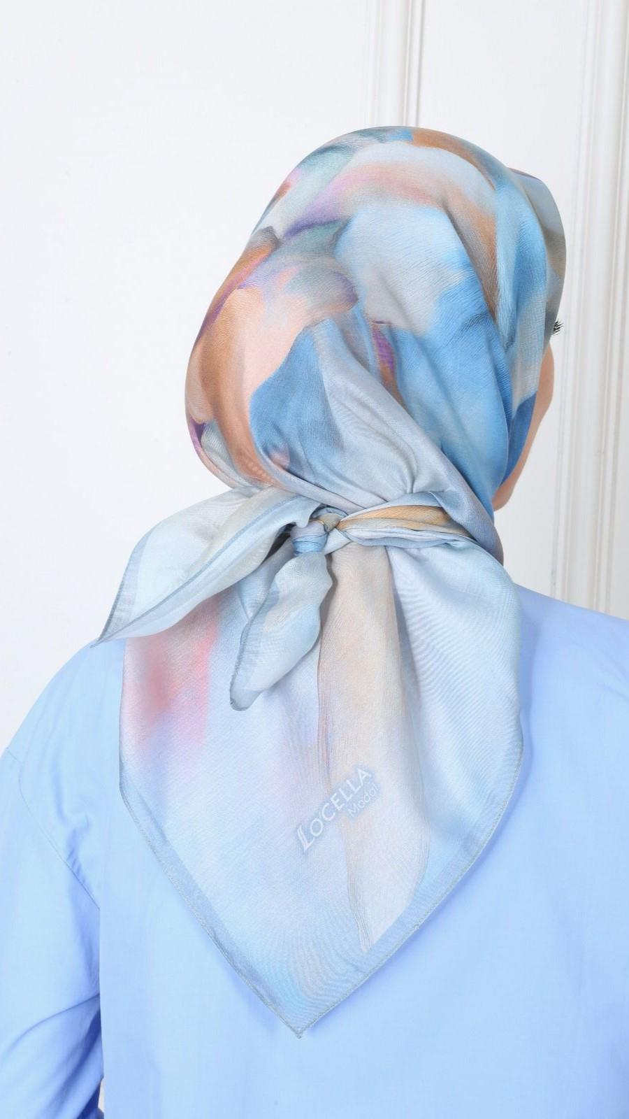 Locella Modal İpek Eşarp Mavi-11