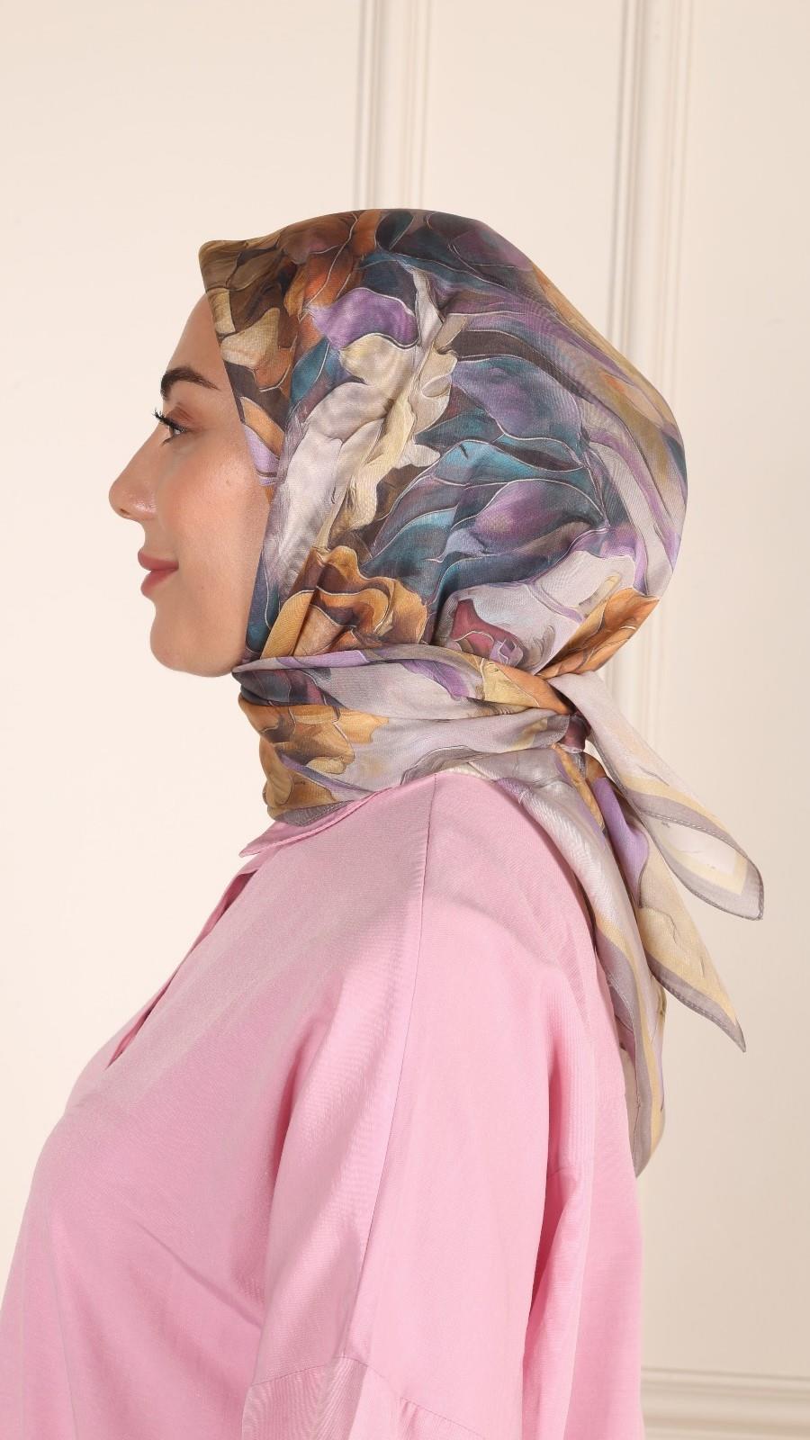 Locella Modal İpek Eşarp Gri Sarı-11