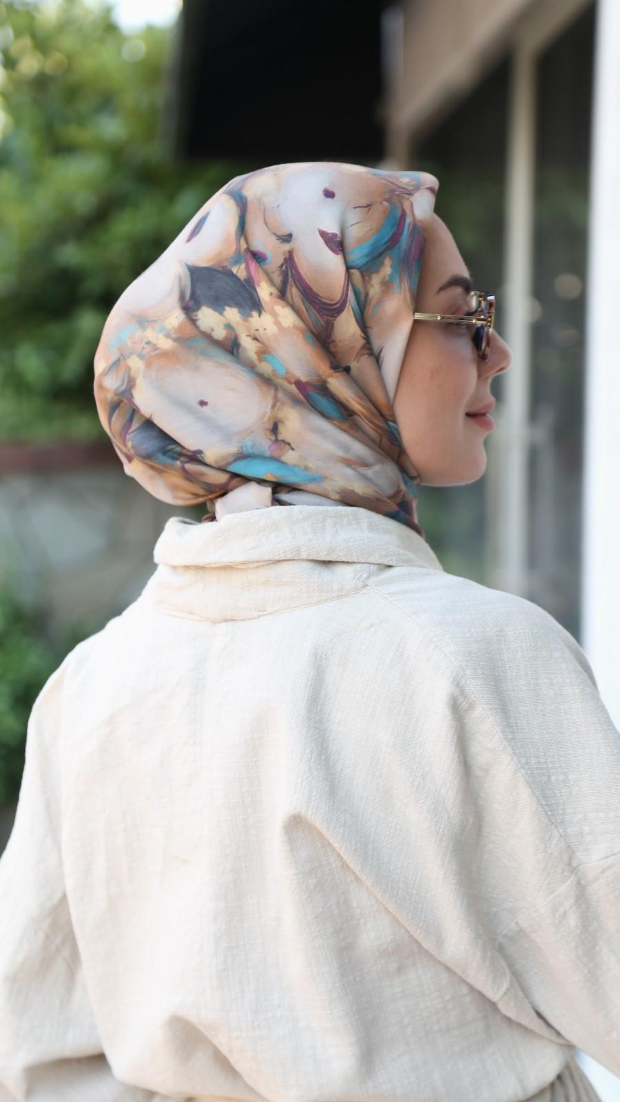 Locella Modal İpek Eşarp Karamel-6