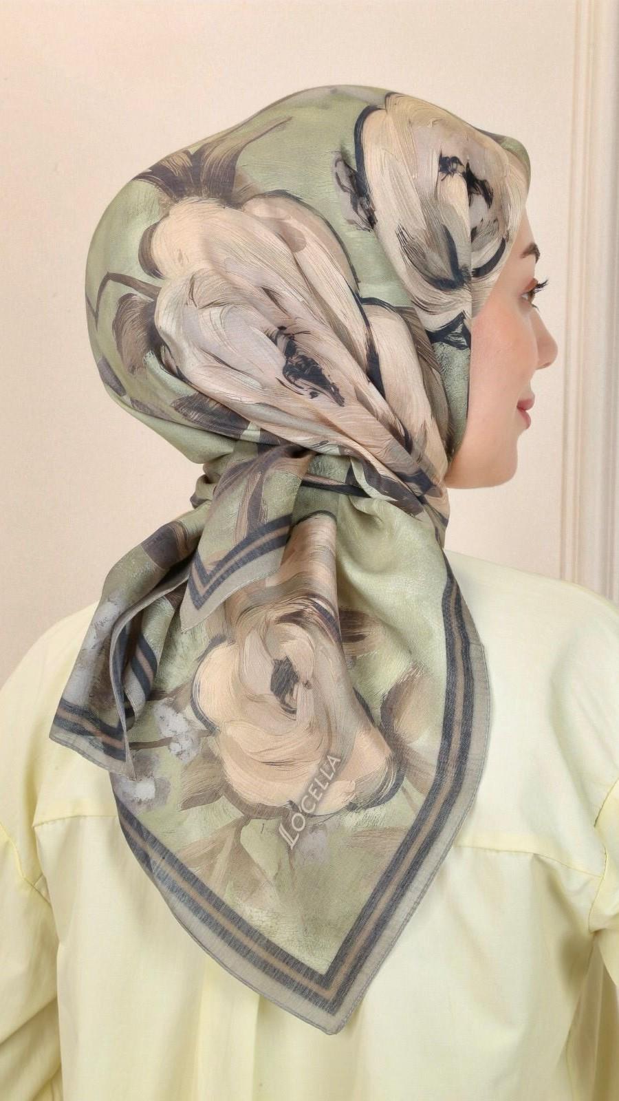 Locella Modal İpek Eşarp Yeşil-5