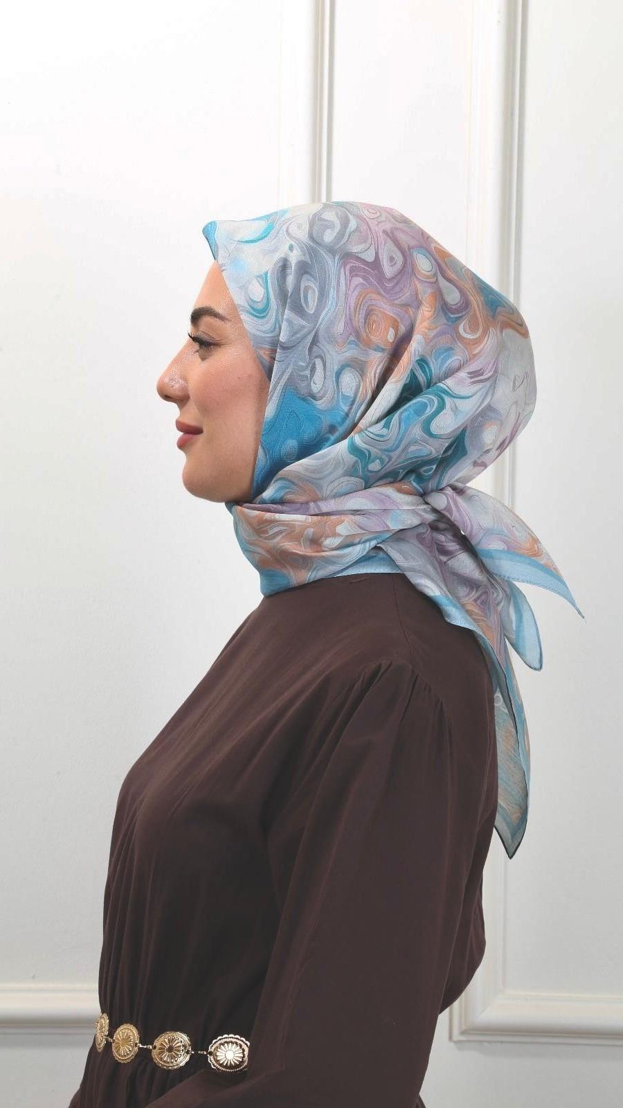 Locella Modal İpek Eşarp Mavi-10