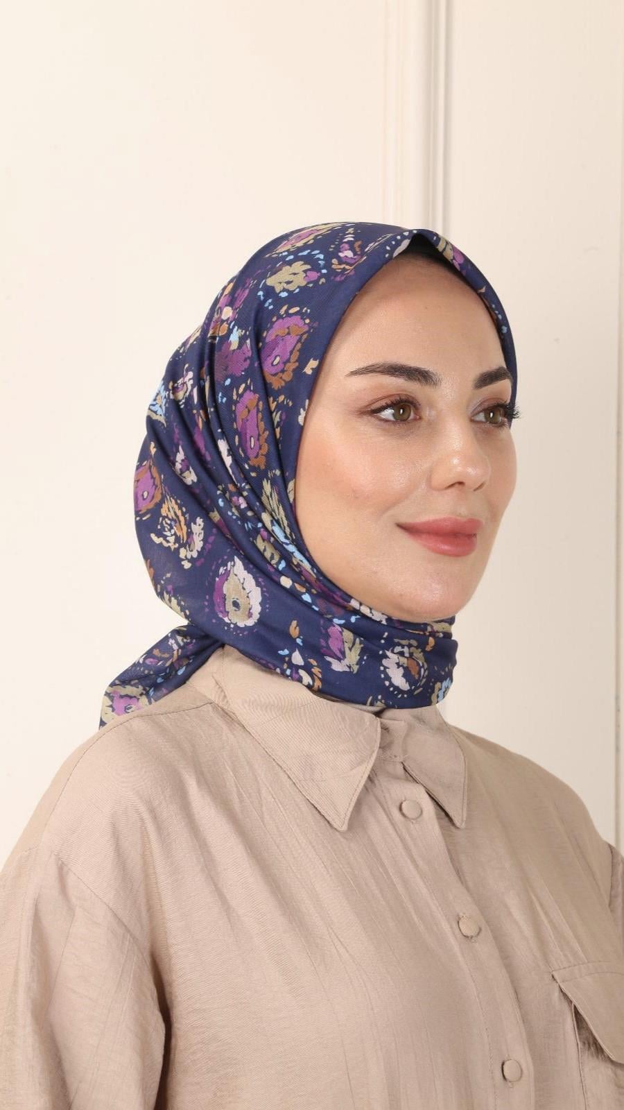 Locella Pamuk Vual Eşarp Lacivert-7