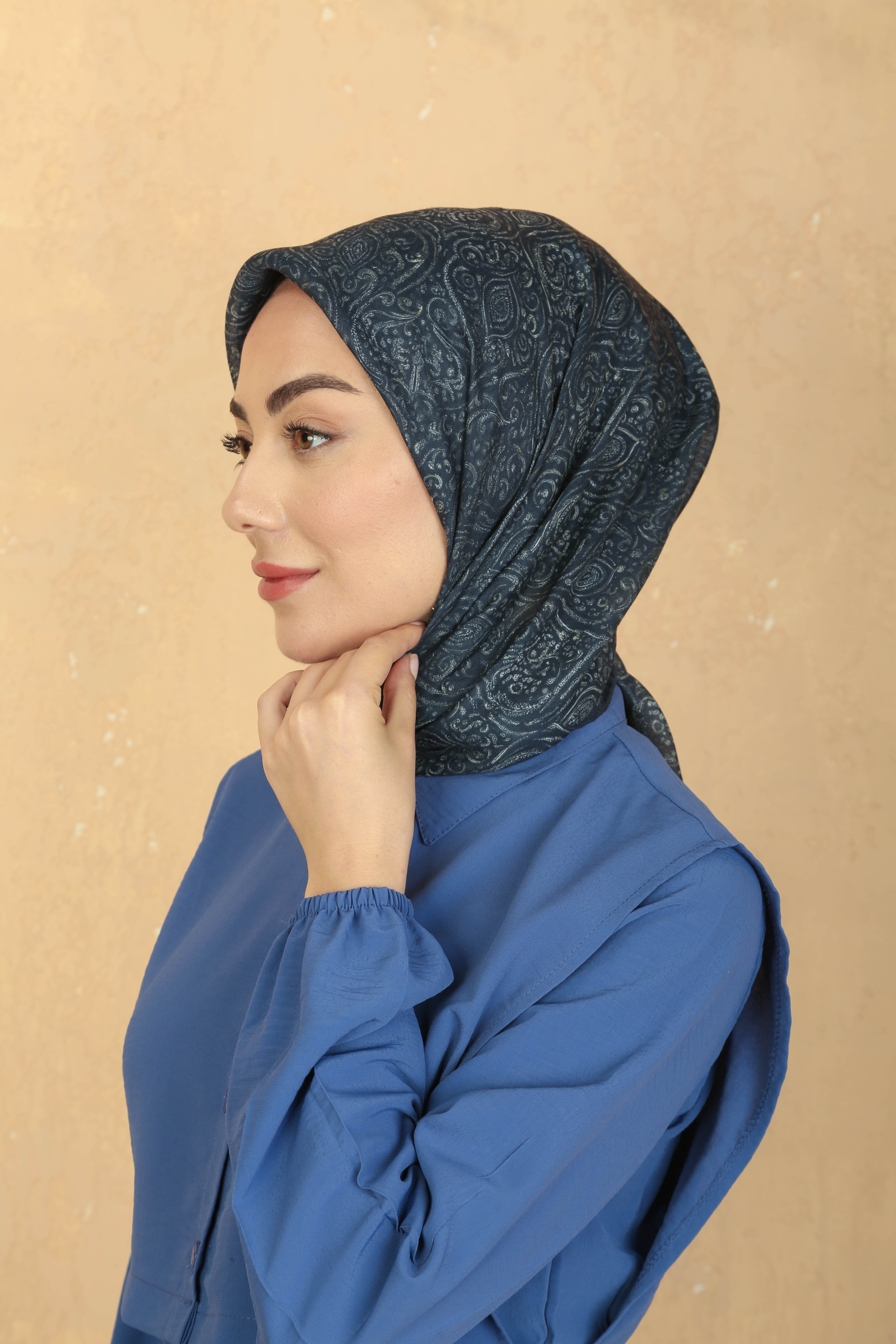 Locella Pamuk Vual Eşarp Lacivert