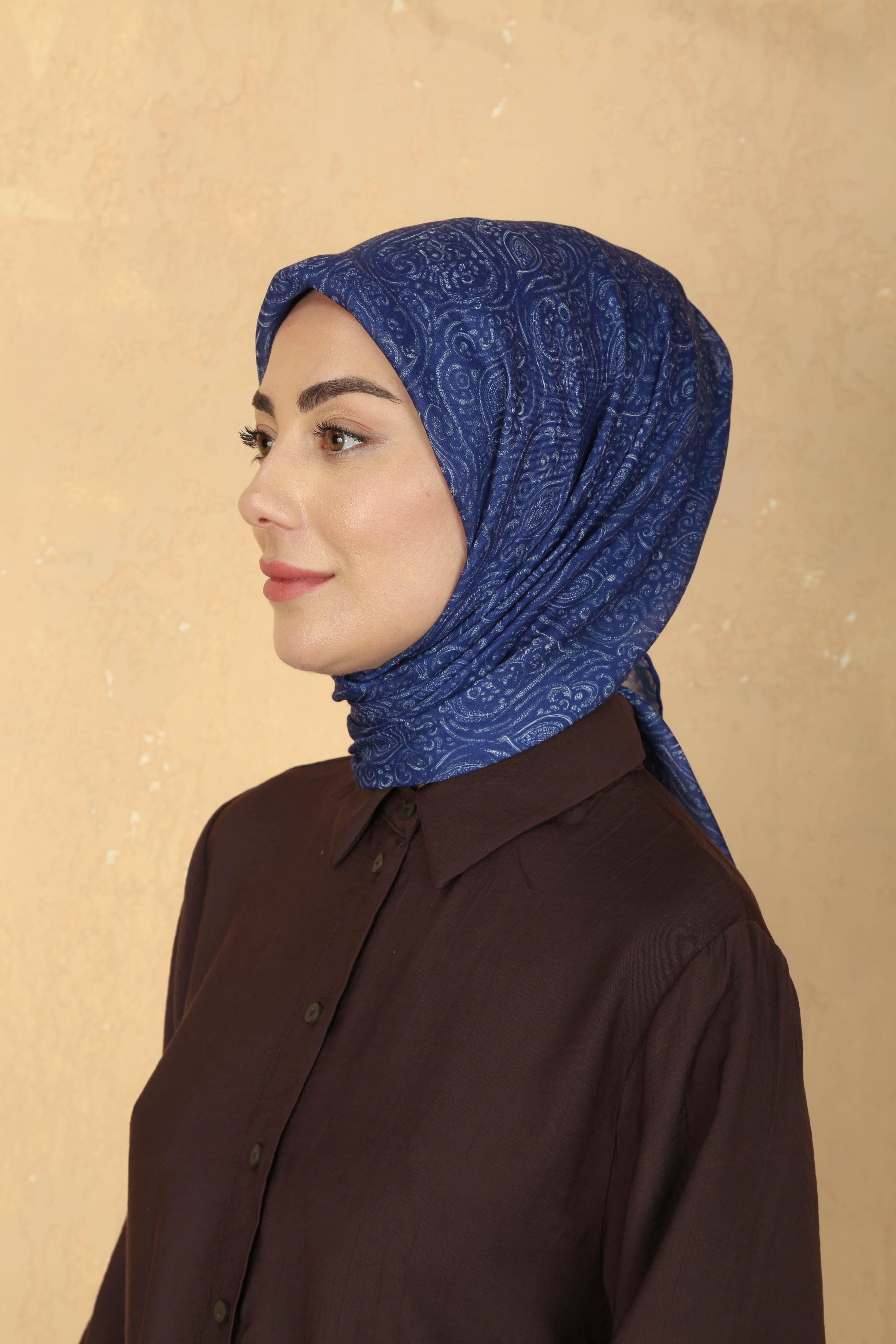 Locella Pamuk Vual Eşarp Saks Mavisi