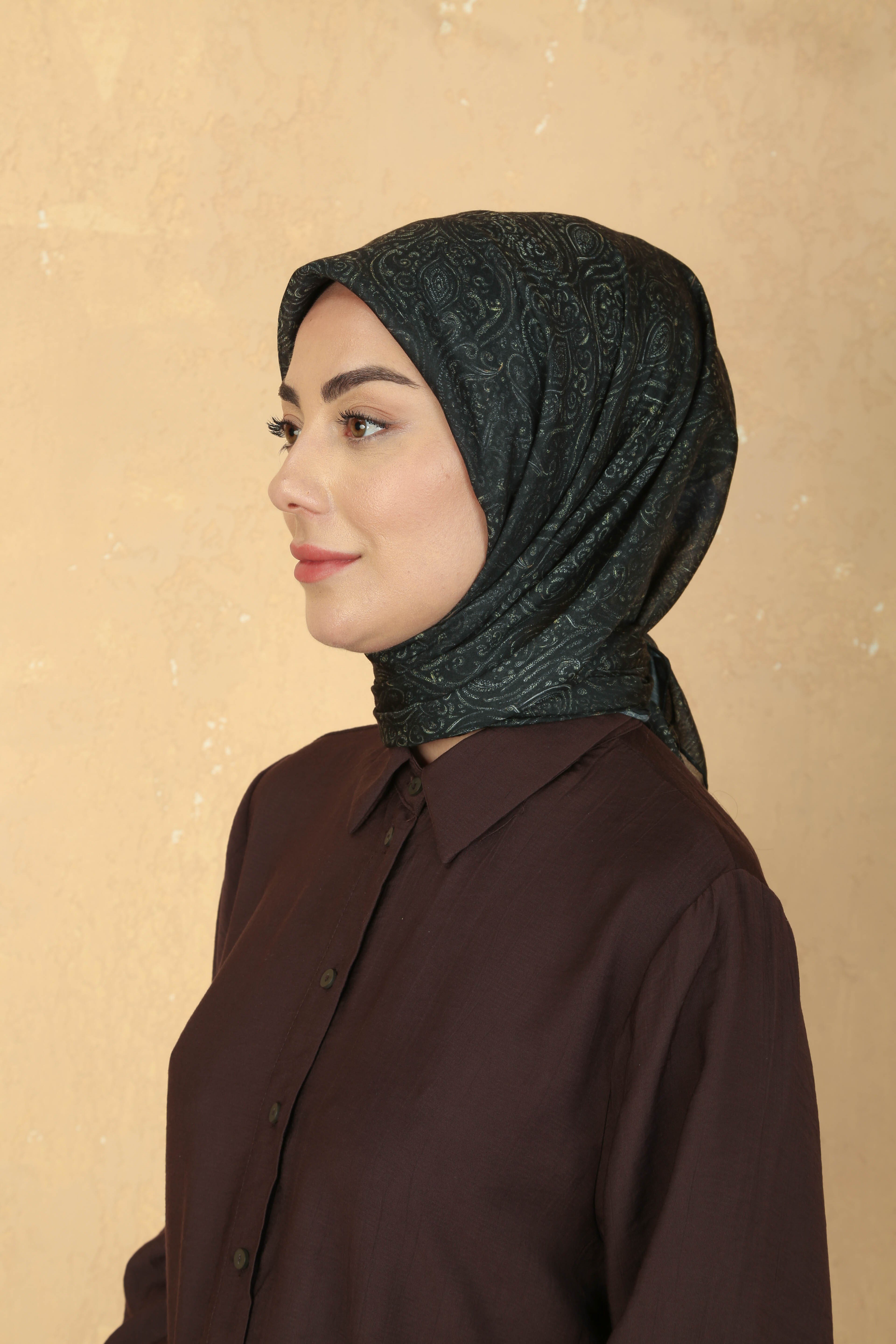 Locella Pamuk Vual Eşarp Siyah Sarı