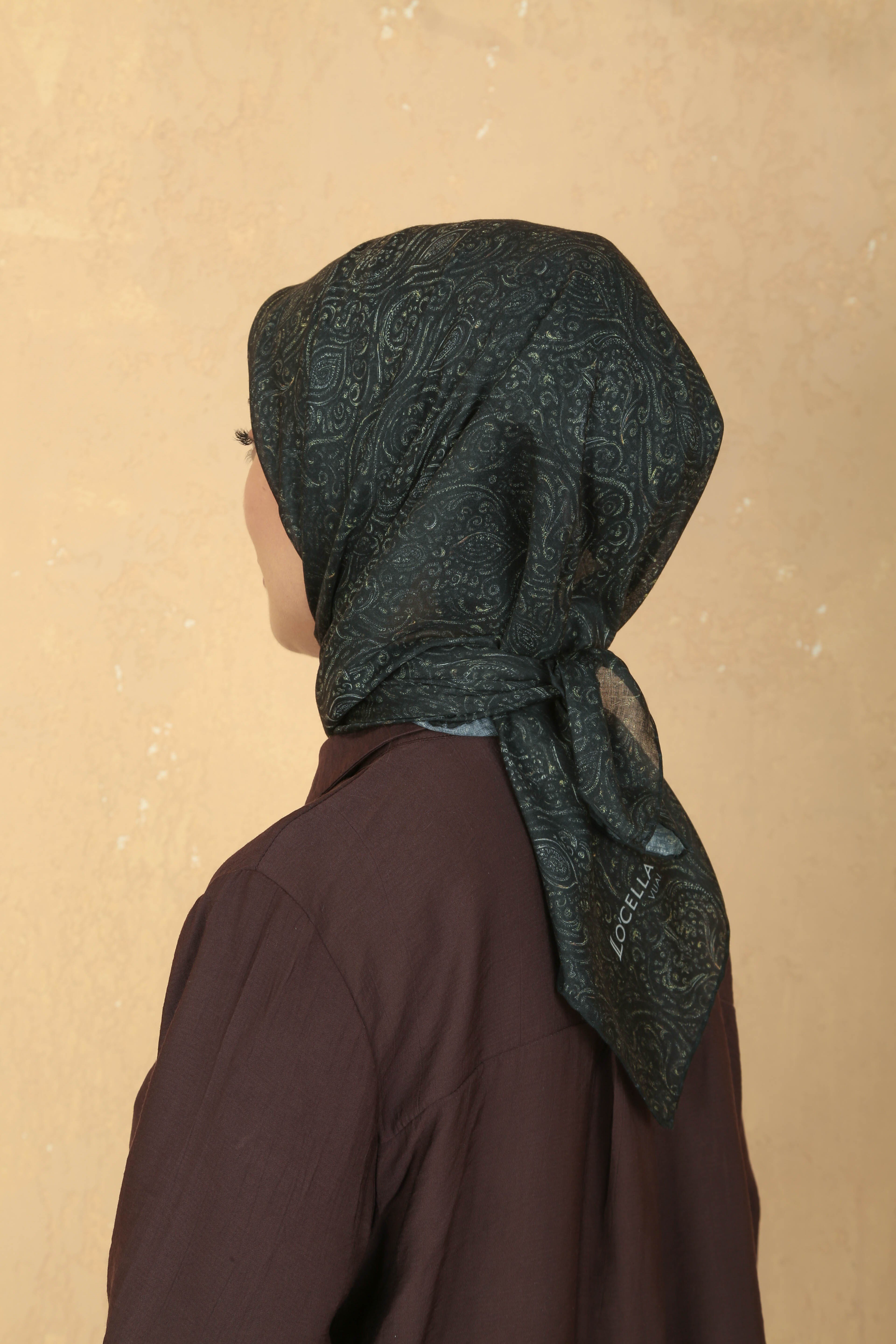 Locella Pamuk Vual Eşarp Siyah Sarı