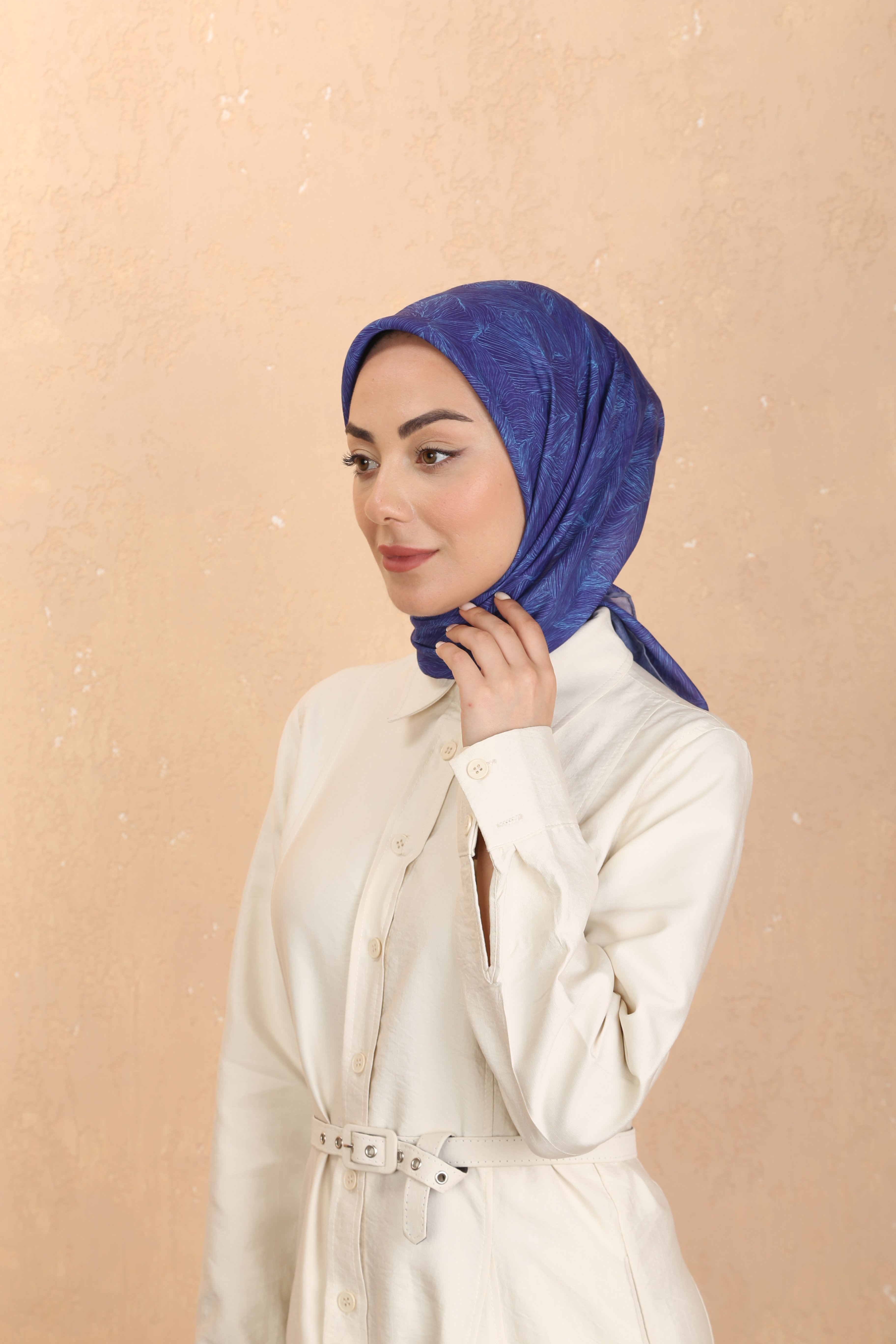 Locella Pamuk Vual Eşarp Saks Mavisi