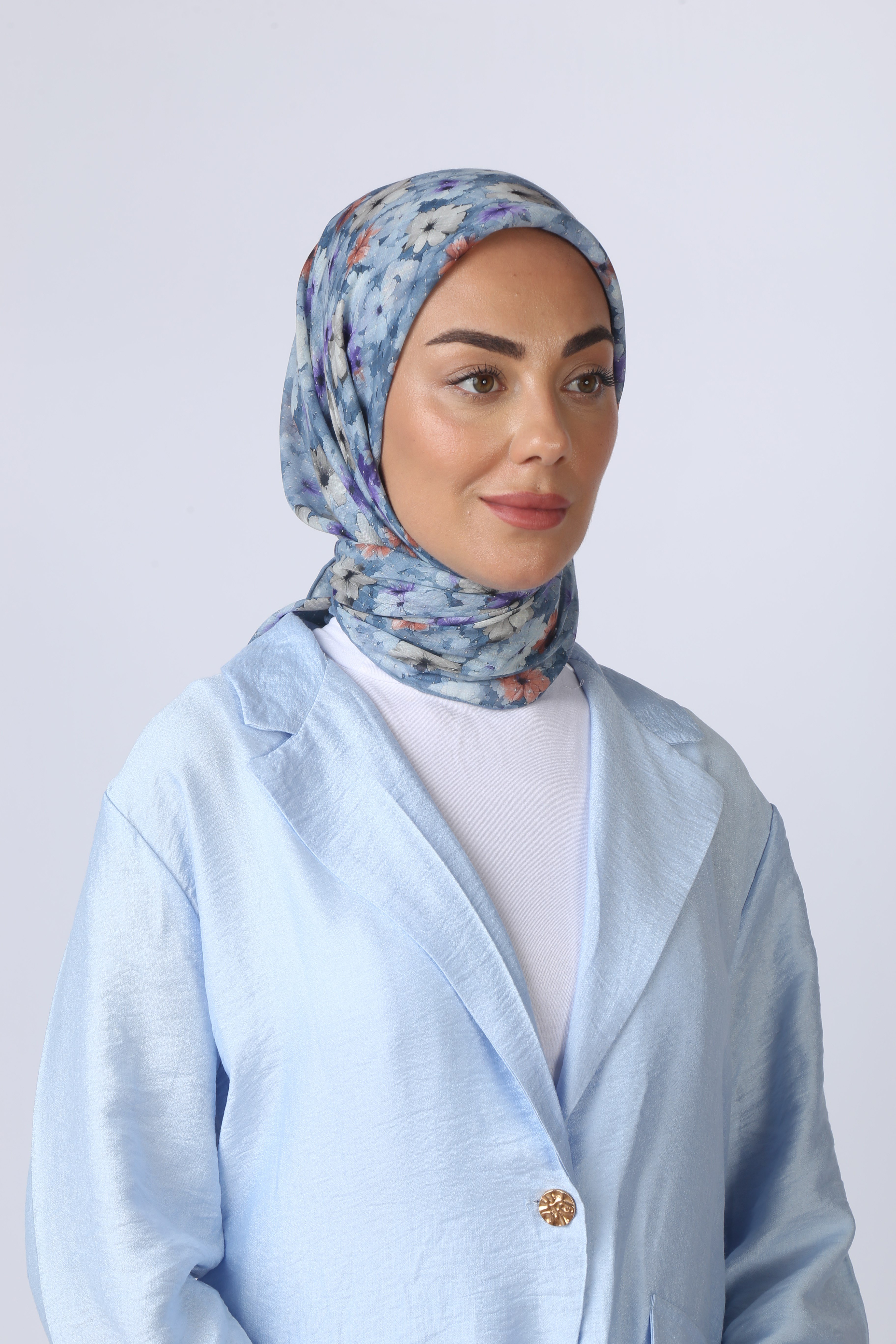 Locella Pamuk Vual Eşarp-Mavi