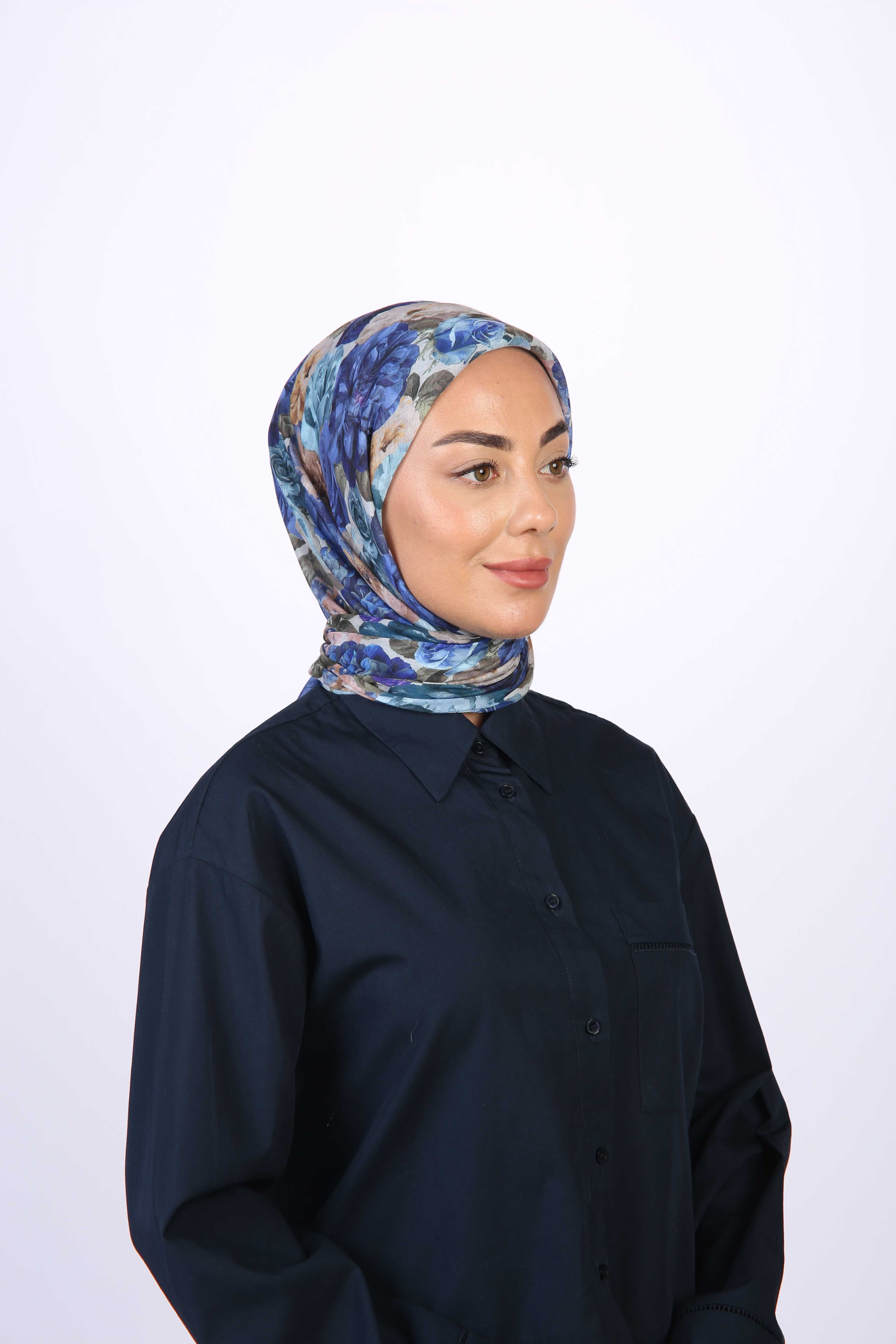 Locella Pamuk Vual Eşarp-Kobalt Mavi