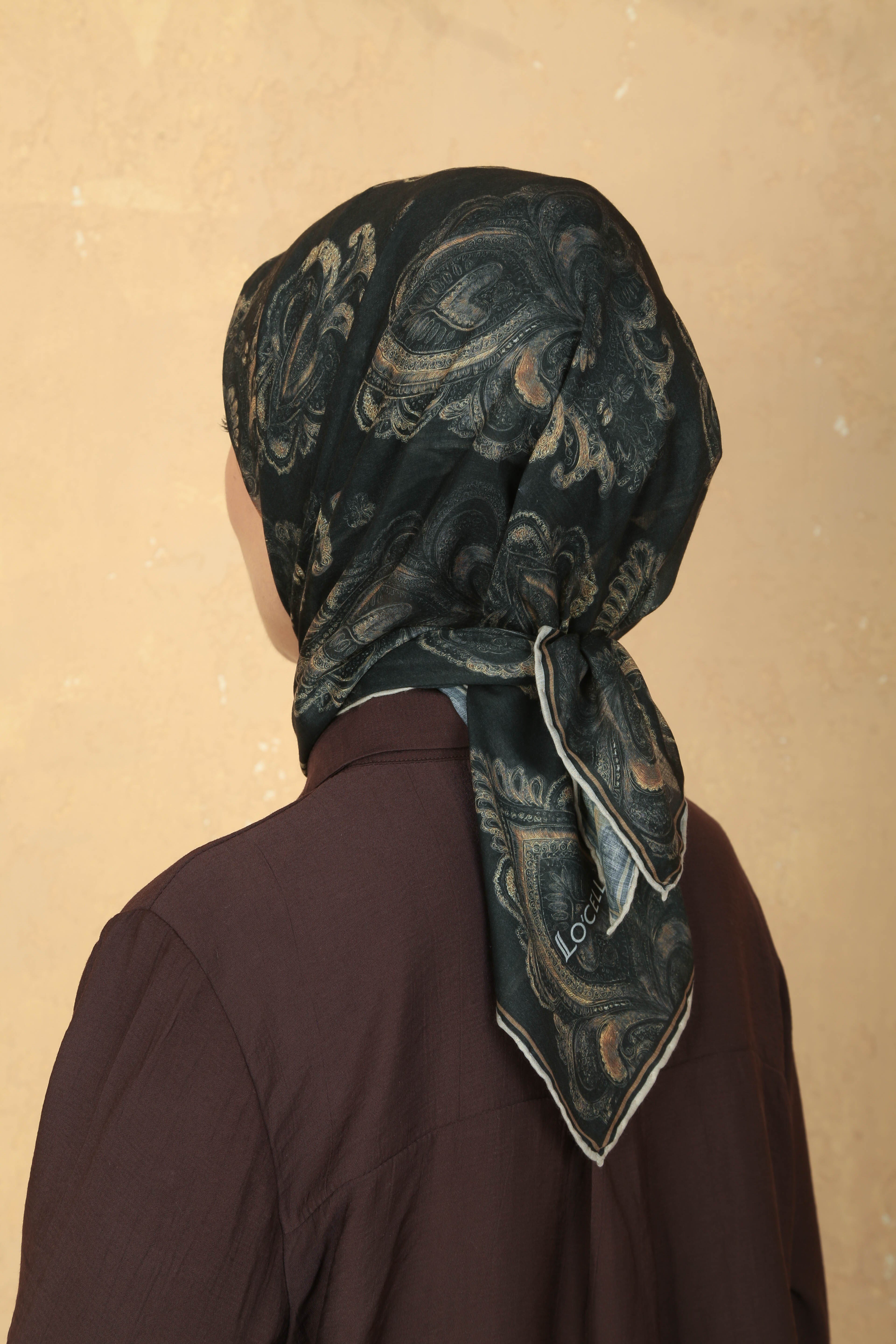 Locella Pamuk Vual Eşarp Siyah-sarı