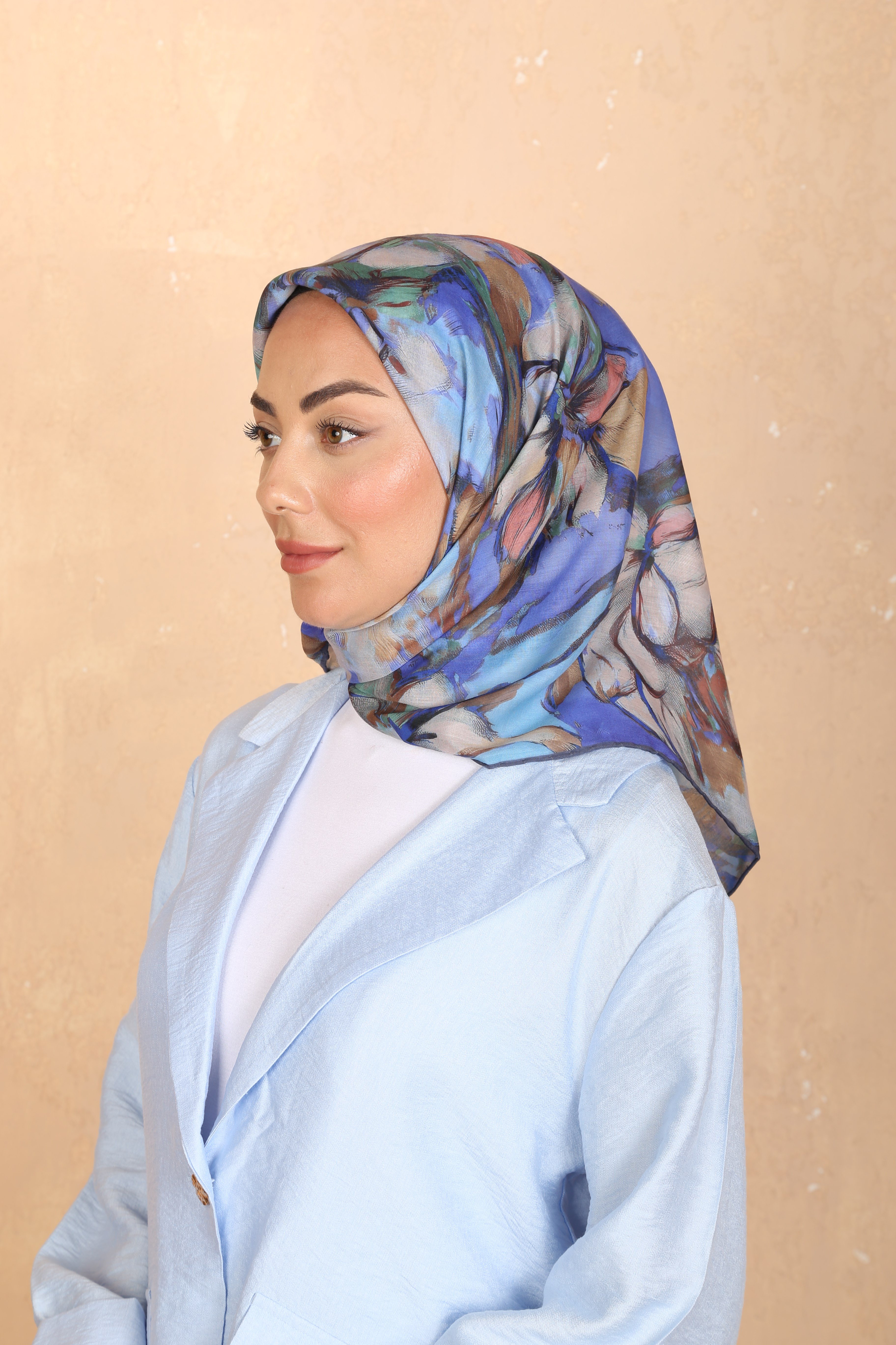 Locella Pamuk Vual Eşarp Saks Mavisi