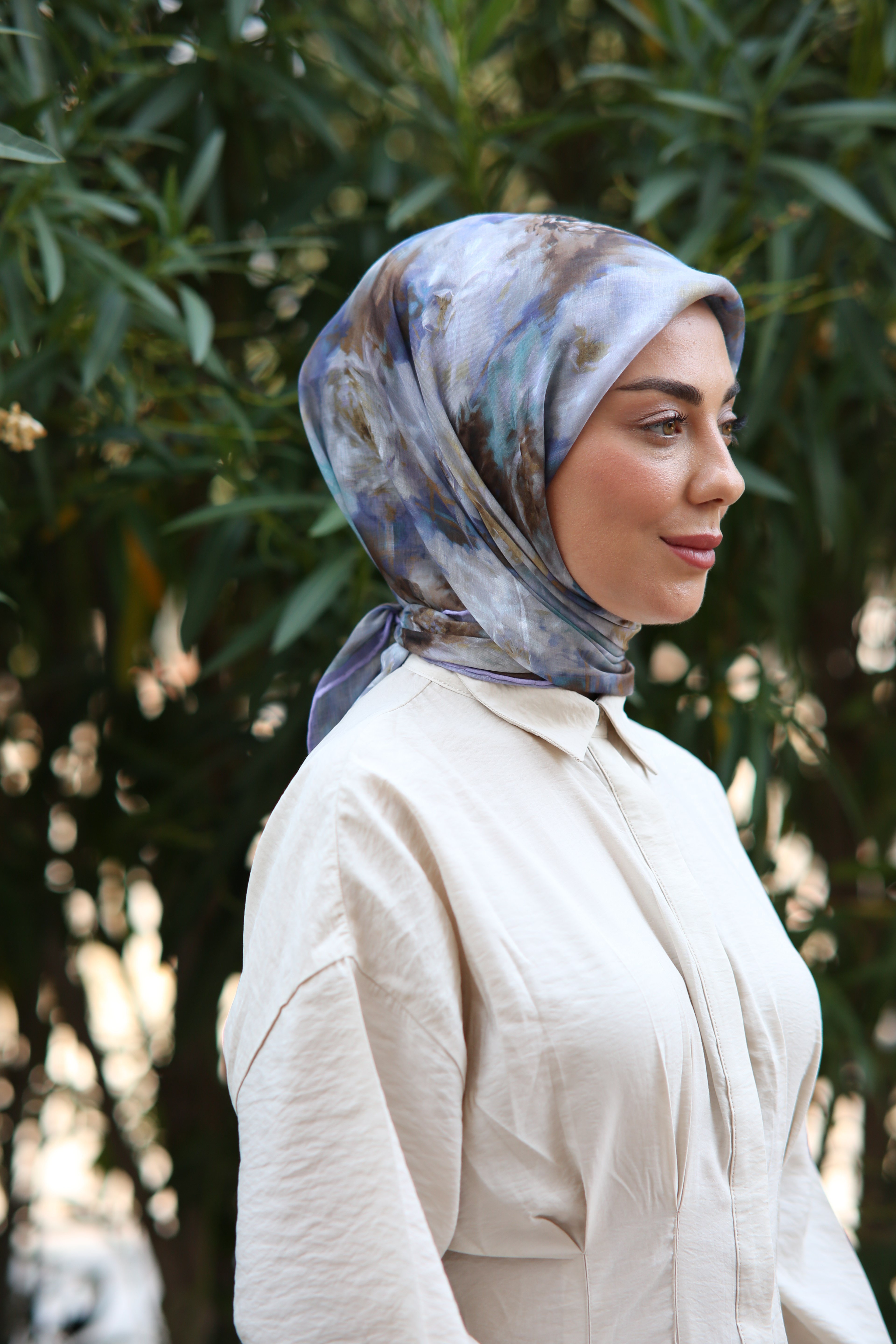Locella Pamuk Vual Eşarp-Mavi Mor