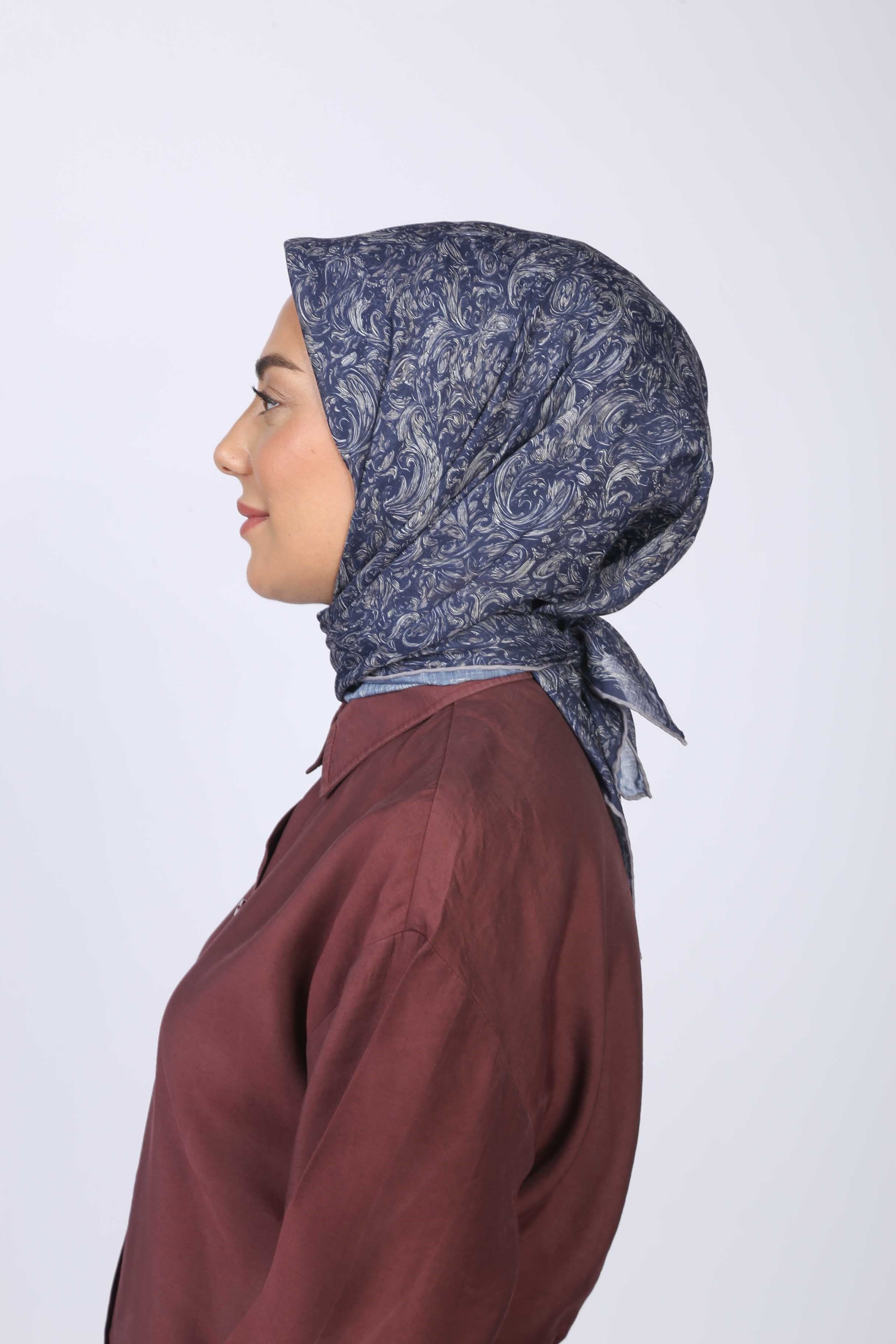 Locella Pamuk Vual Eşarp-Lacivert