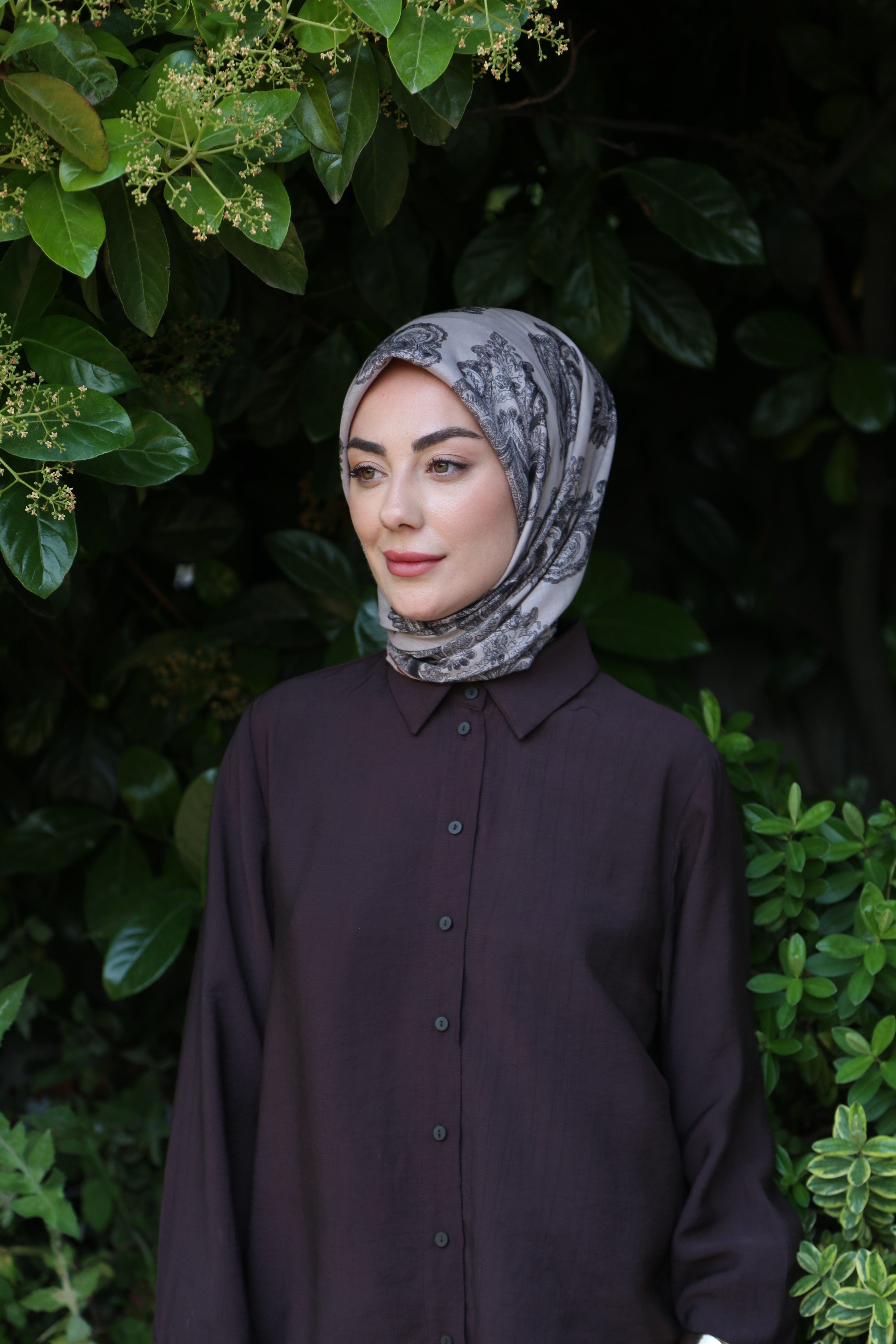 Locella Pamuk Vual Eşarp Vizon-mavi