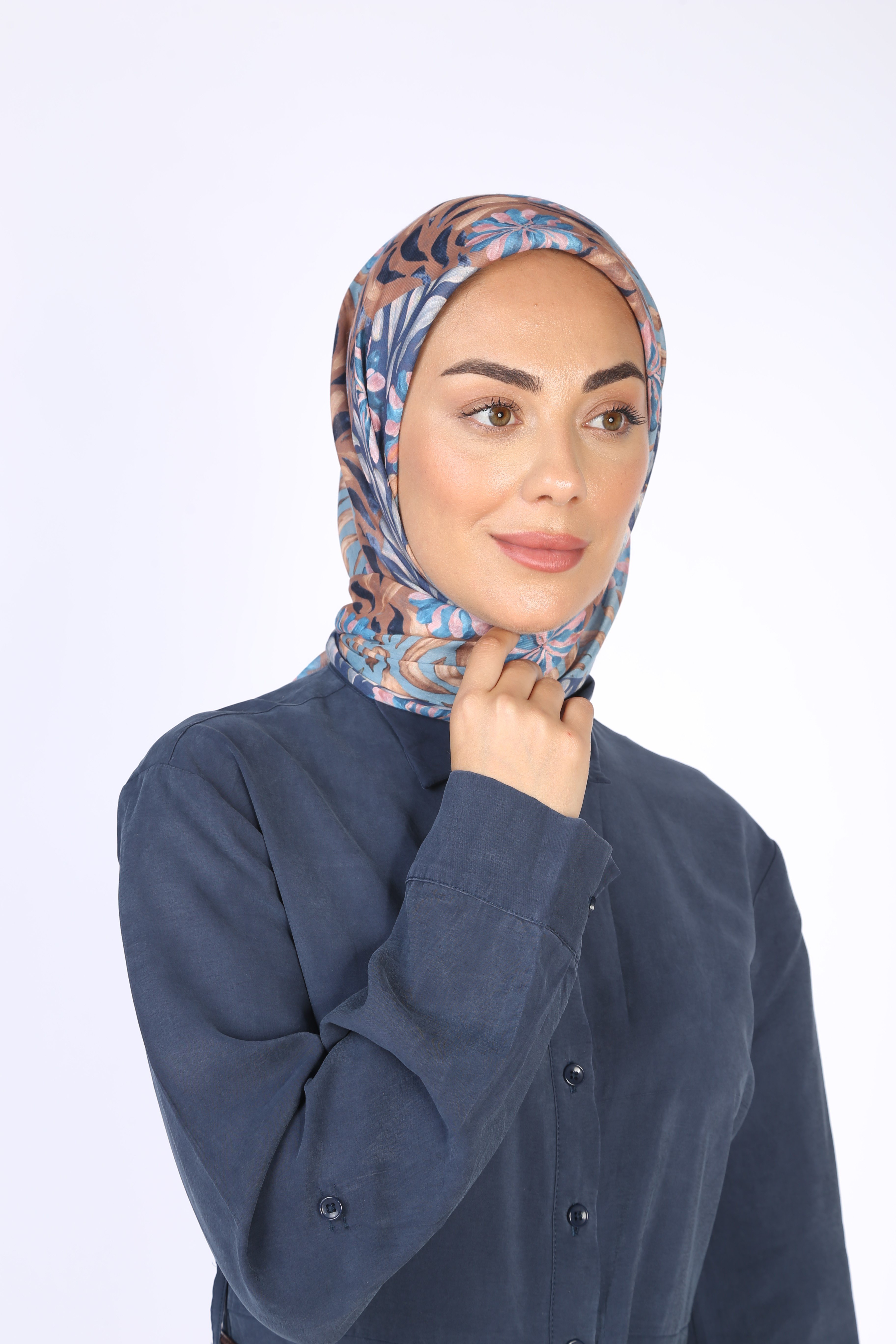 Locella Pamuk Vual Eşarp-Mavi