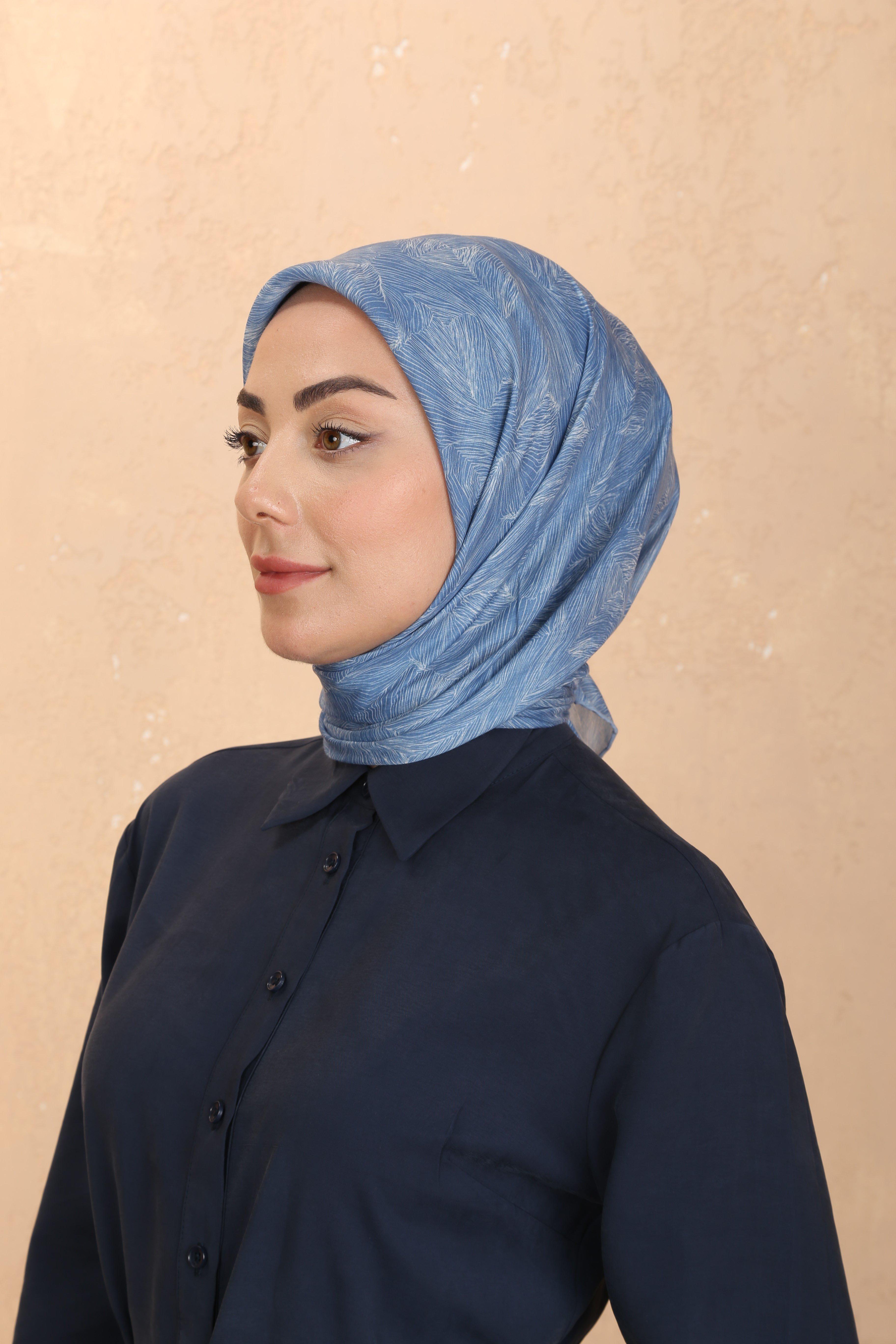Locella Pamuk Vual Eşarp Mavi