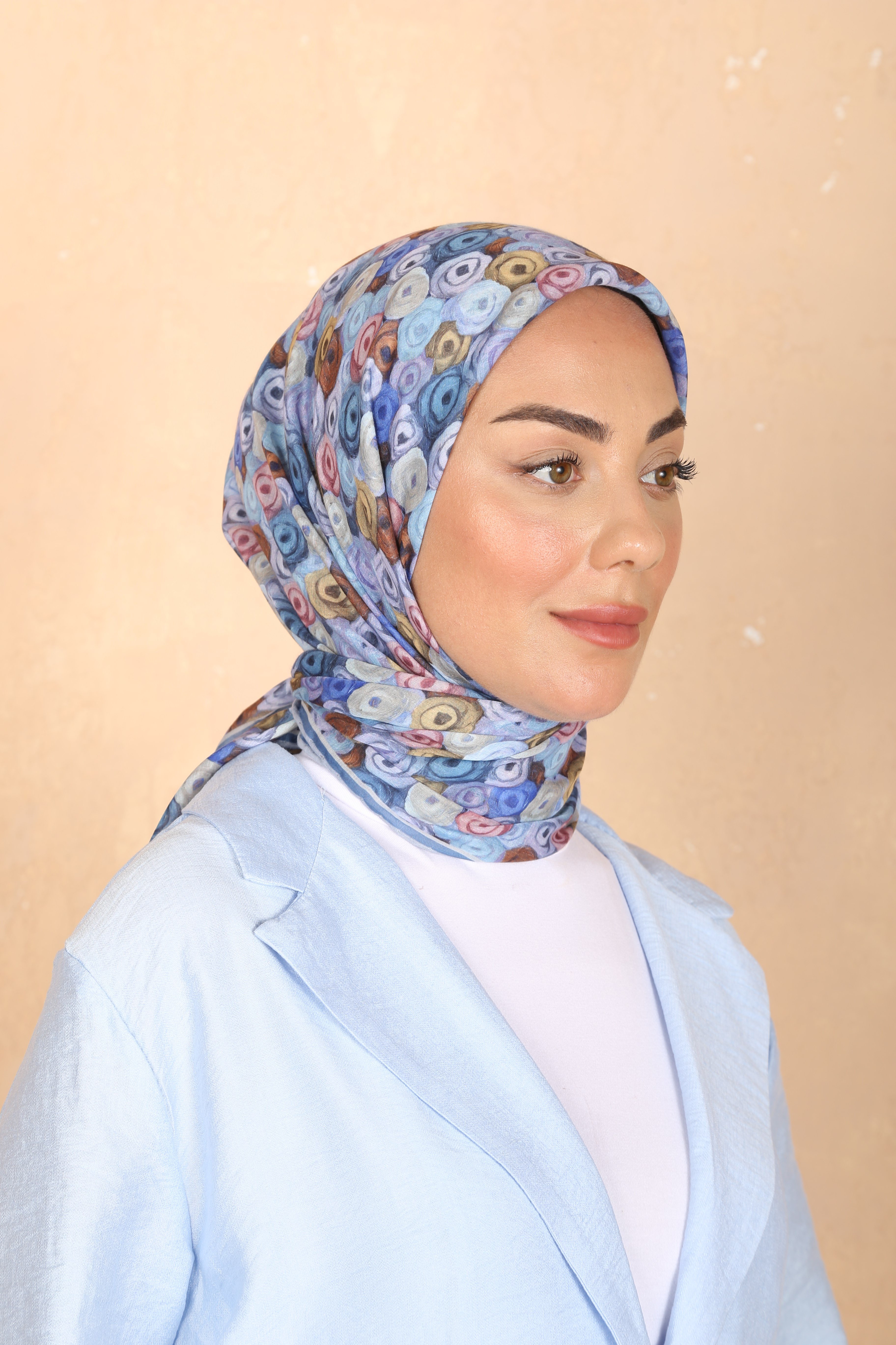 Locella Pamuk Vual Eşarp-Mavi