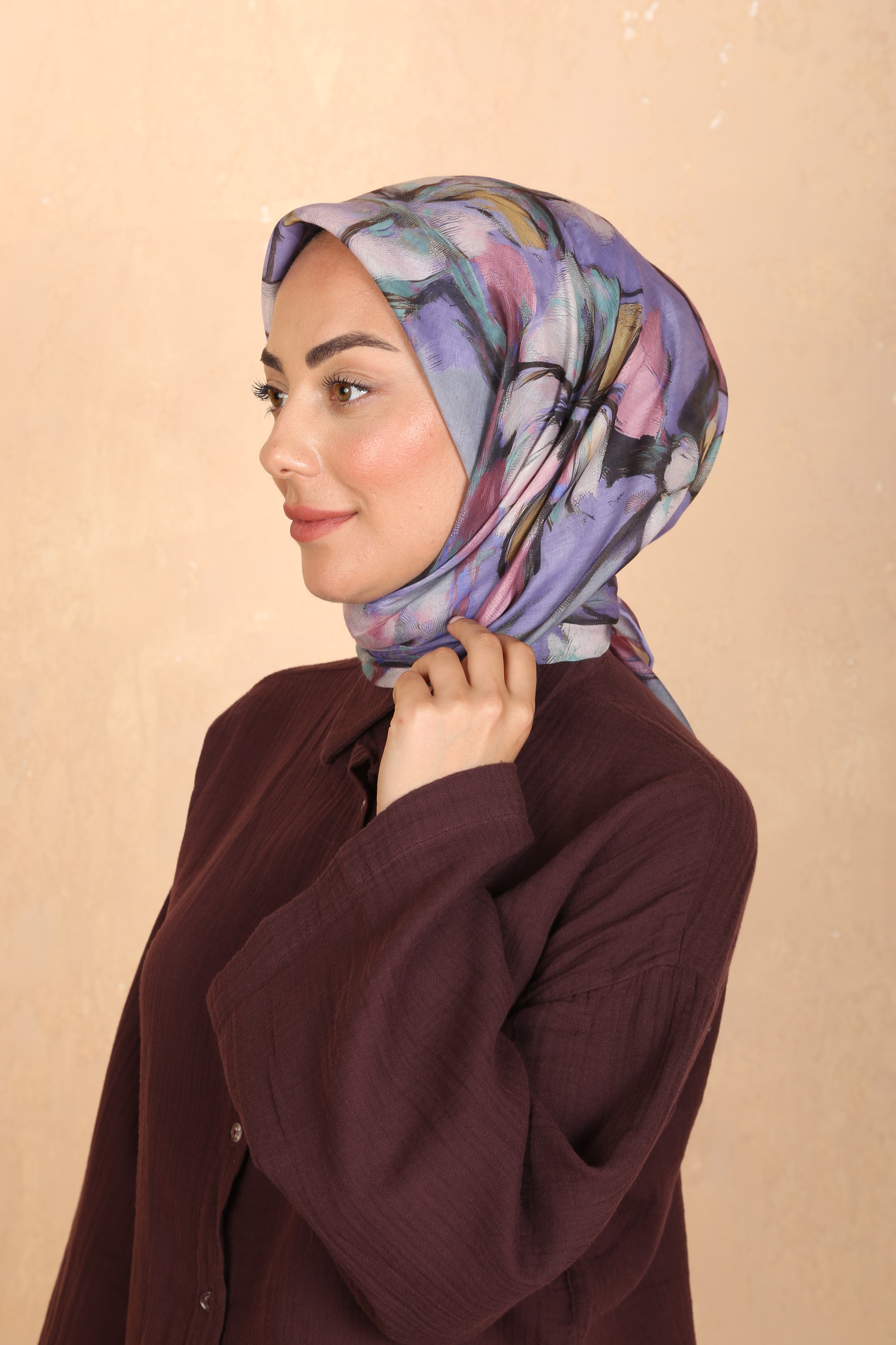 Locella Pamuk Vual Eşarp Mor