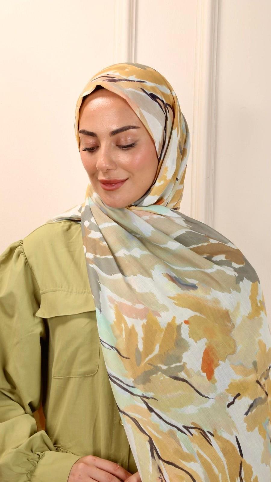 Locella Pamuk Vual Şal Golden Desen-1