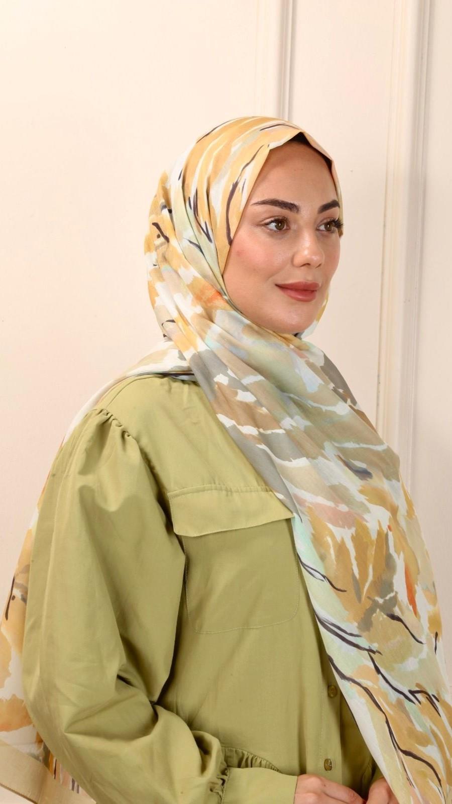 Locella Pamuk Vual Şal Golden Desen-1