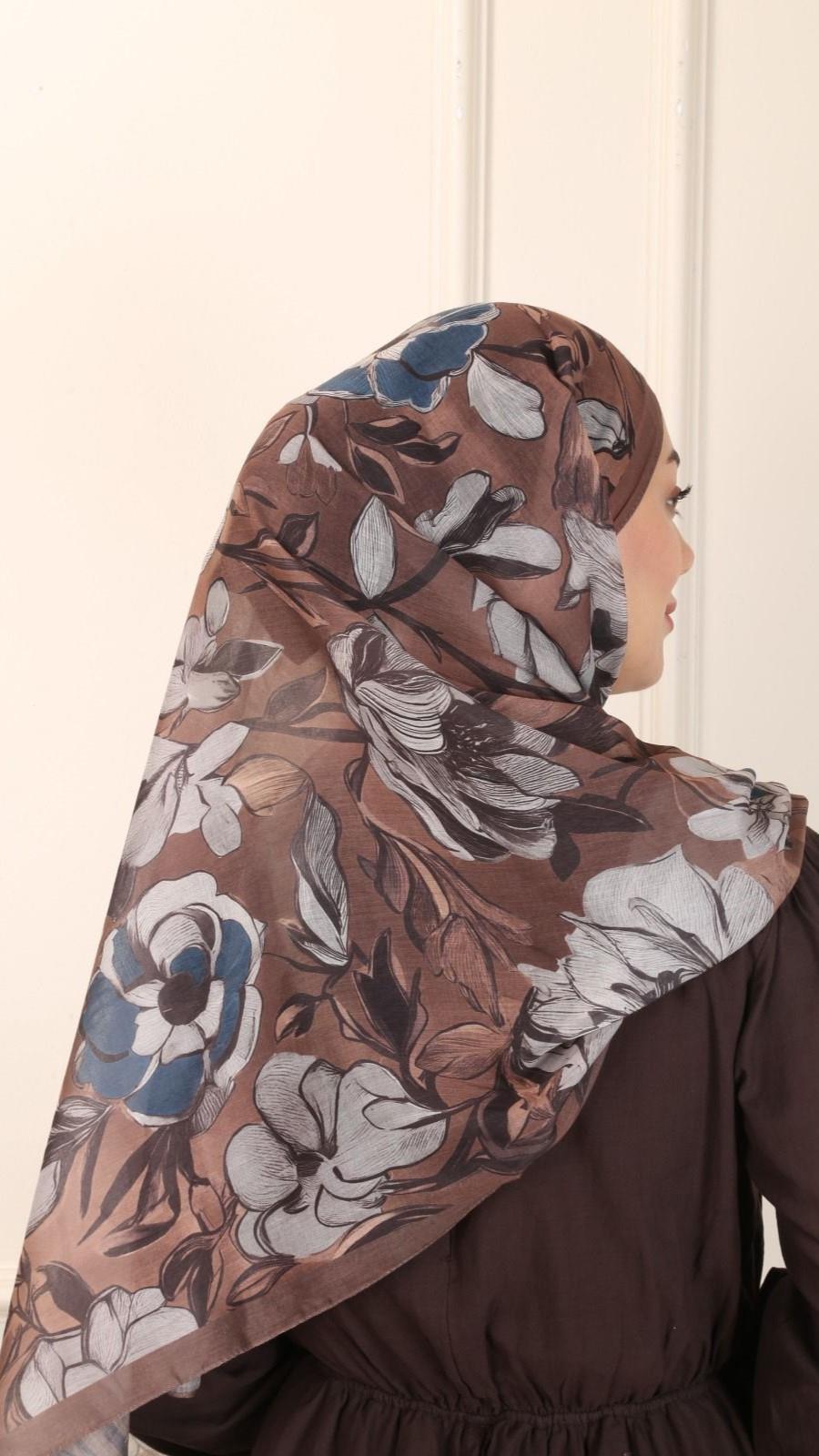 Locella Pamuk Vual Şal Kahve-2