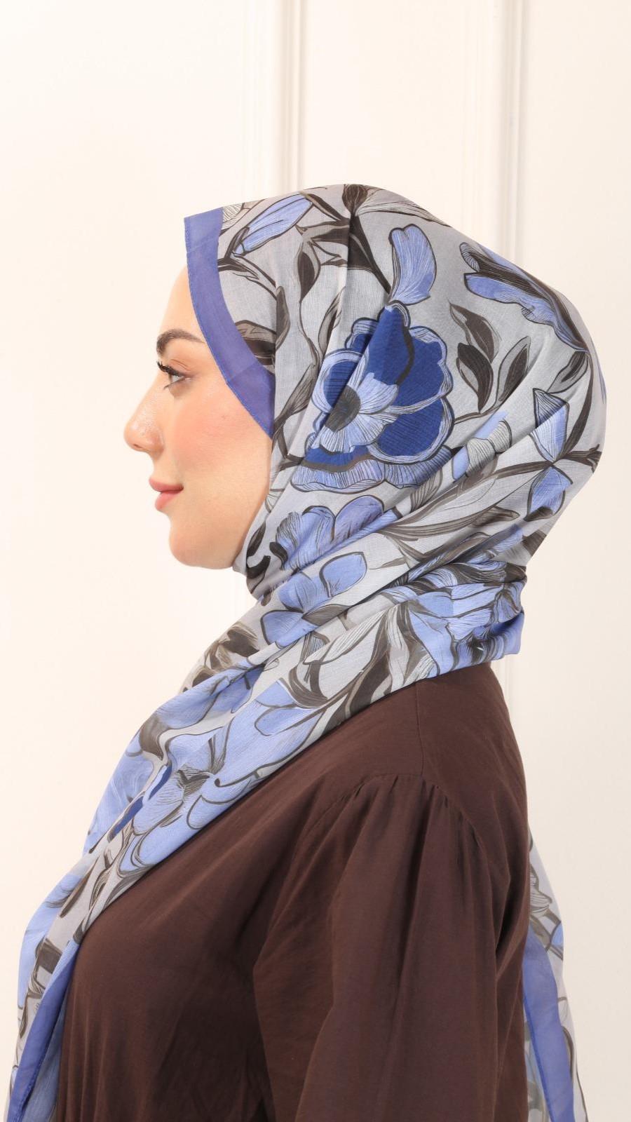 Locella Pamuk Vual Şal Mavi-10