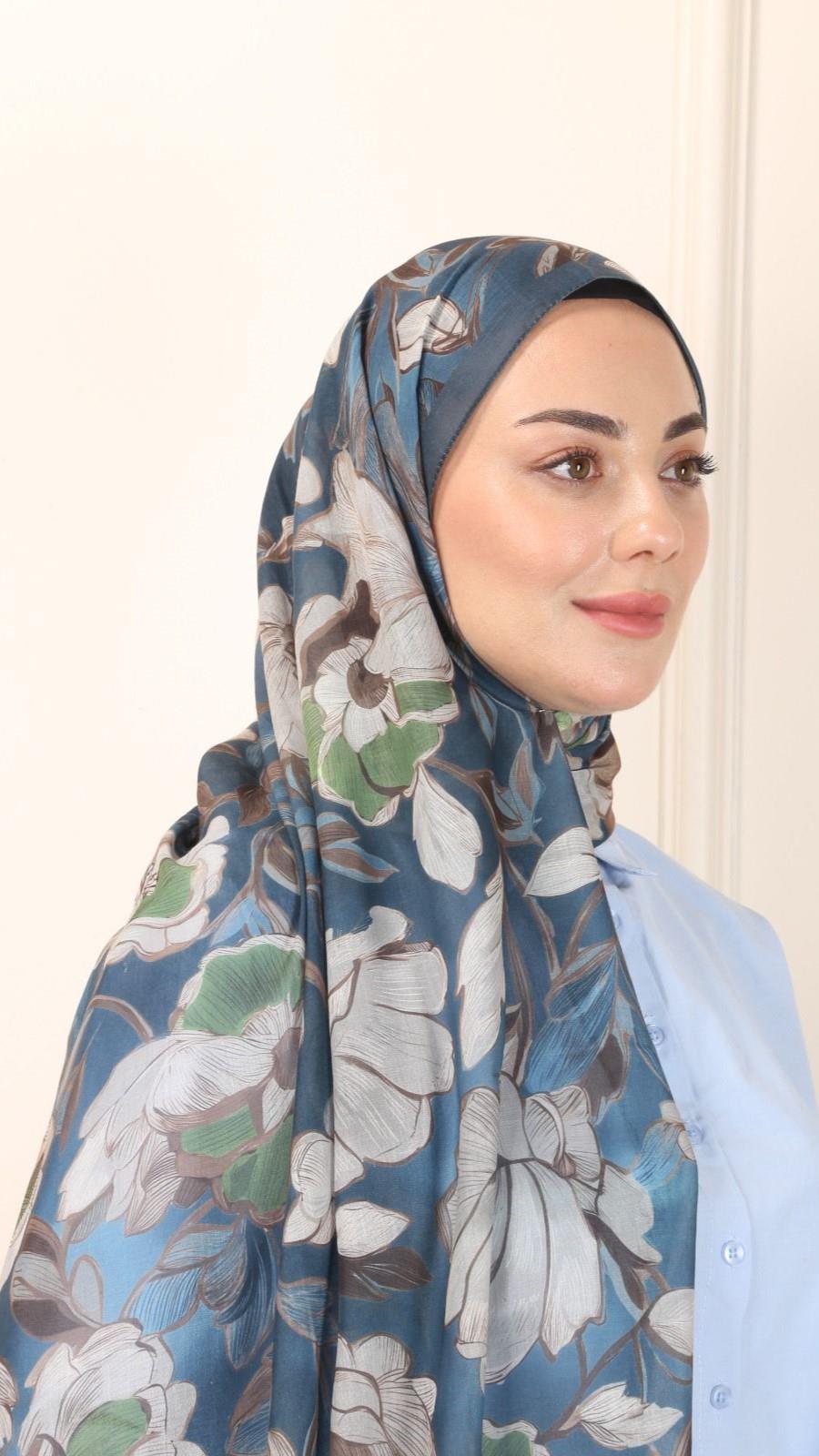 Locella Pamuk Vual Şal Petrol-8